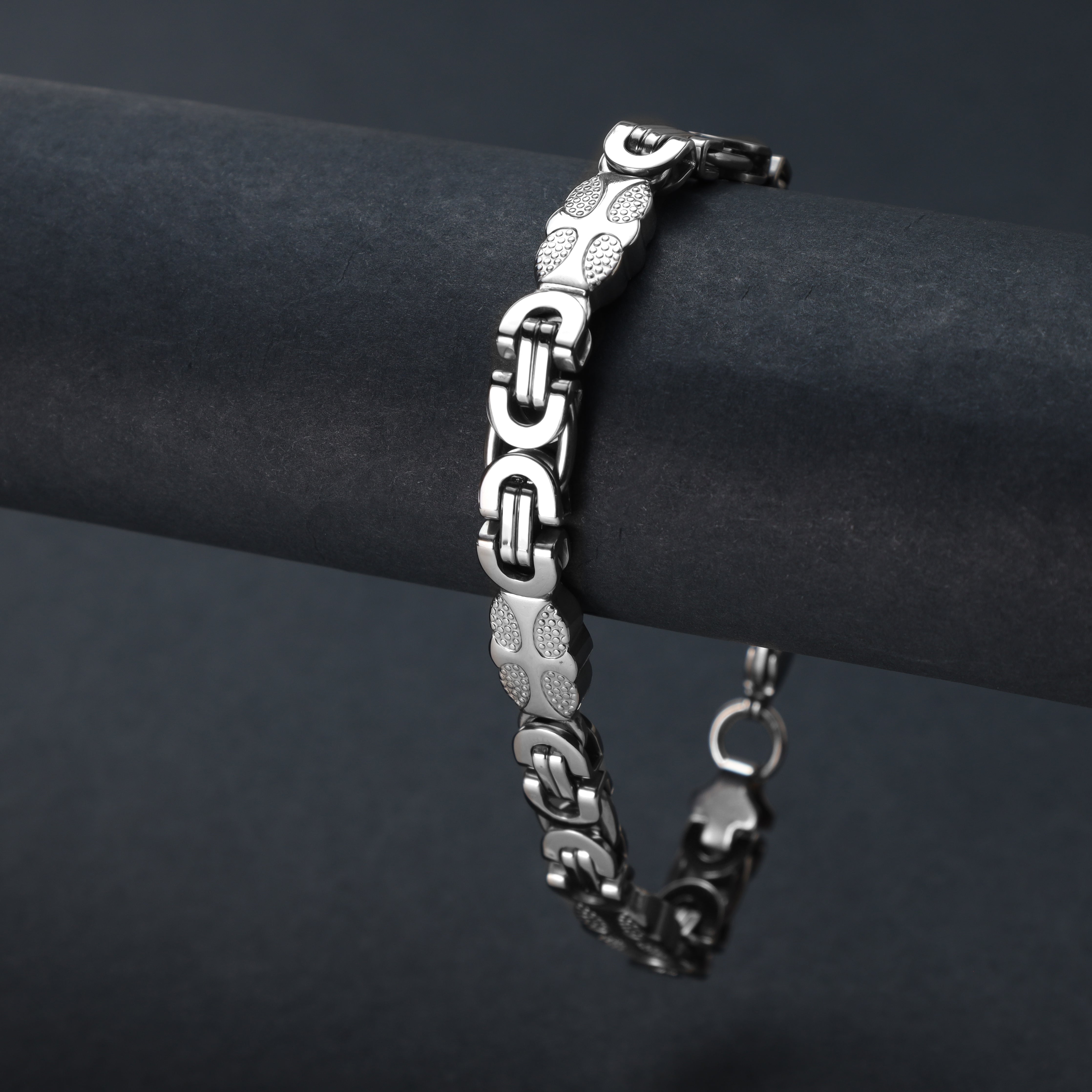 9mm Etruskerkette flaches Königsketten Armband 23cm aus Edelstahl - Taipan Schmuck
