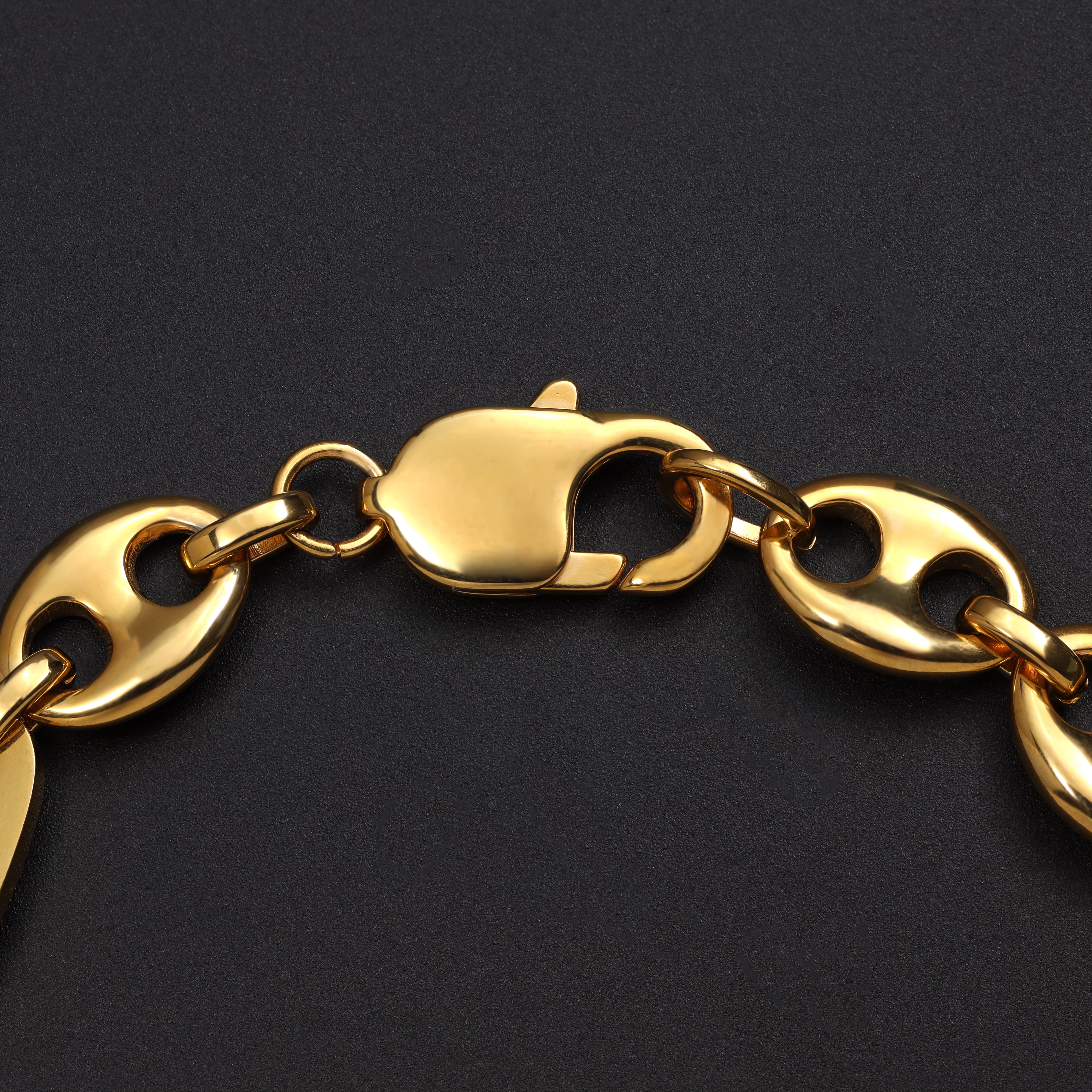 10mm Plattenkette + Bohnenkette Armband aus Edelstahl 18K Vergoldet - Taipan Schmuck