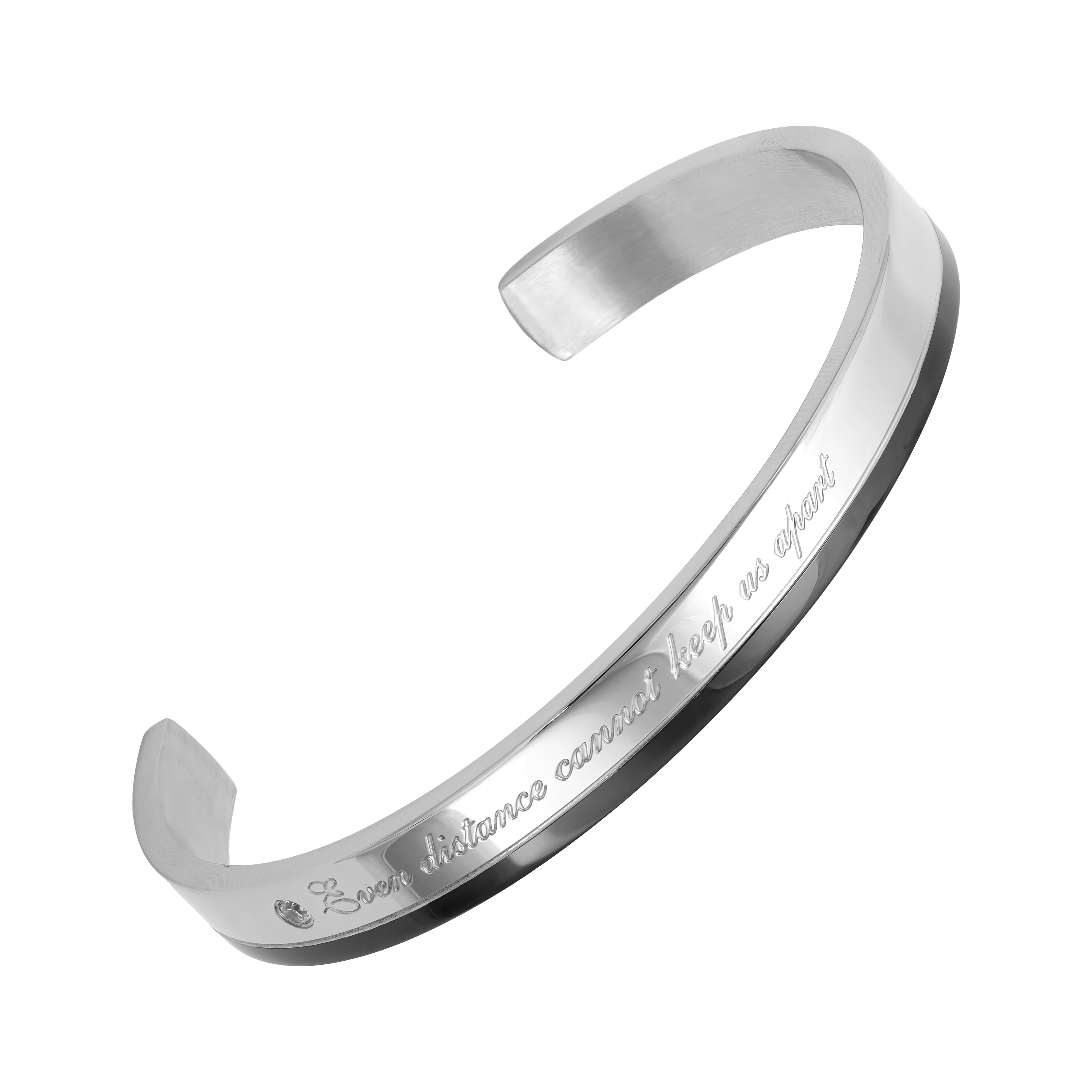 Armreif Armband 8mm breit Zirkoniastein und Schriftzug aus Edelstahl - Taipan Schmuck