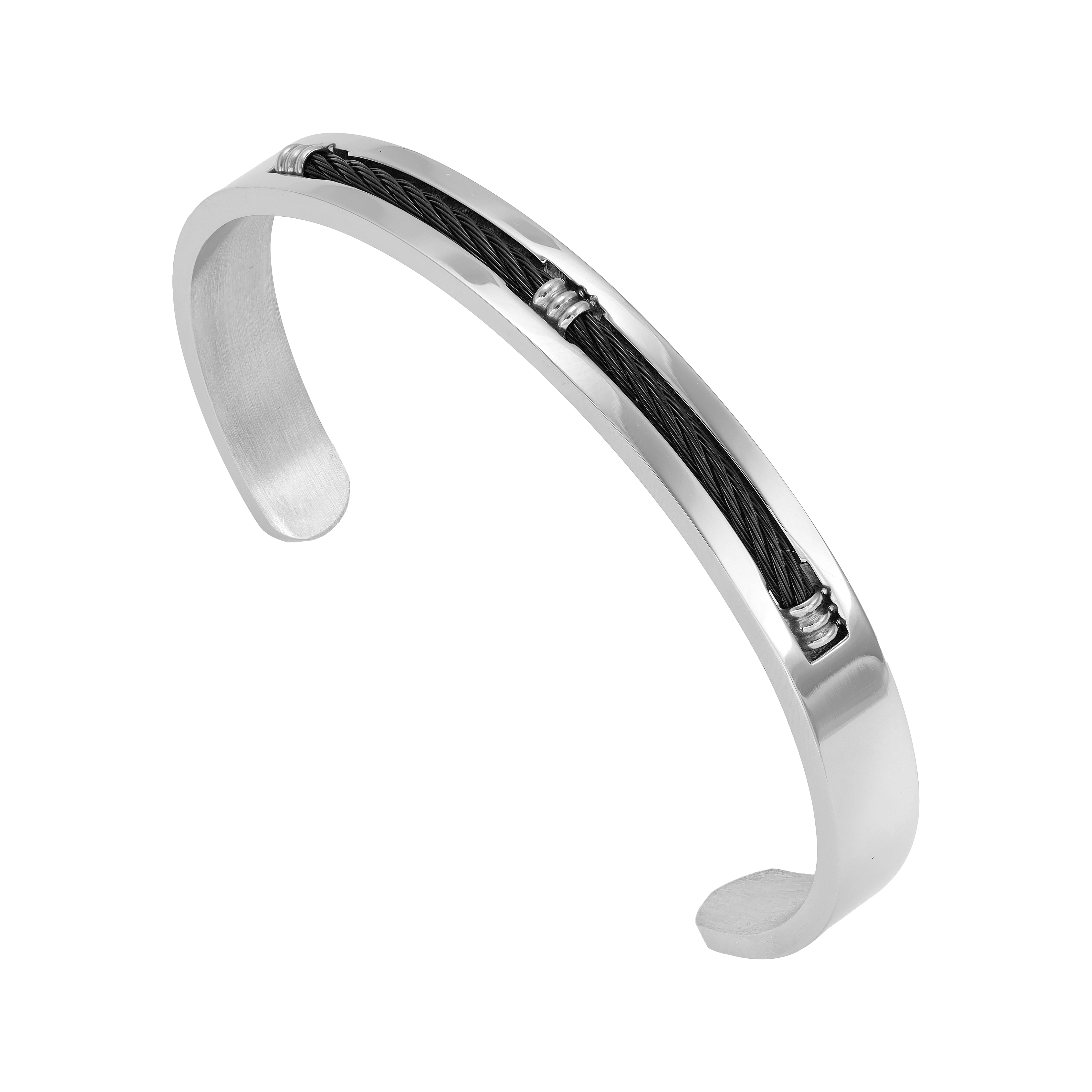 8mm Armreif Armband mit Kordelkette Element aus Edelstahl