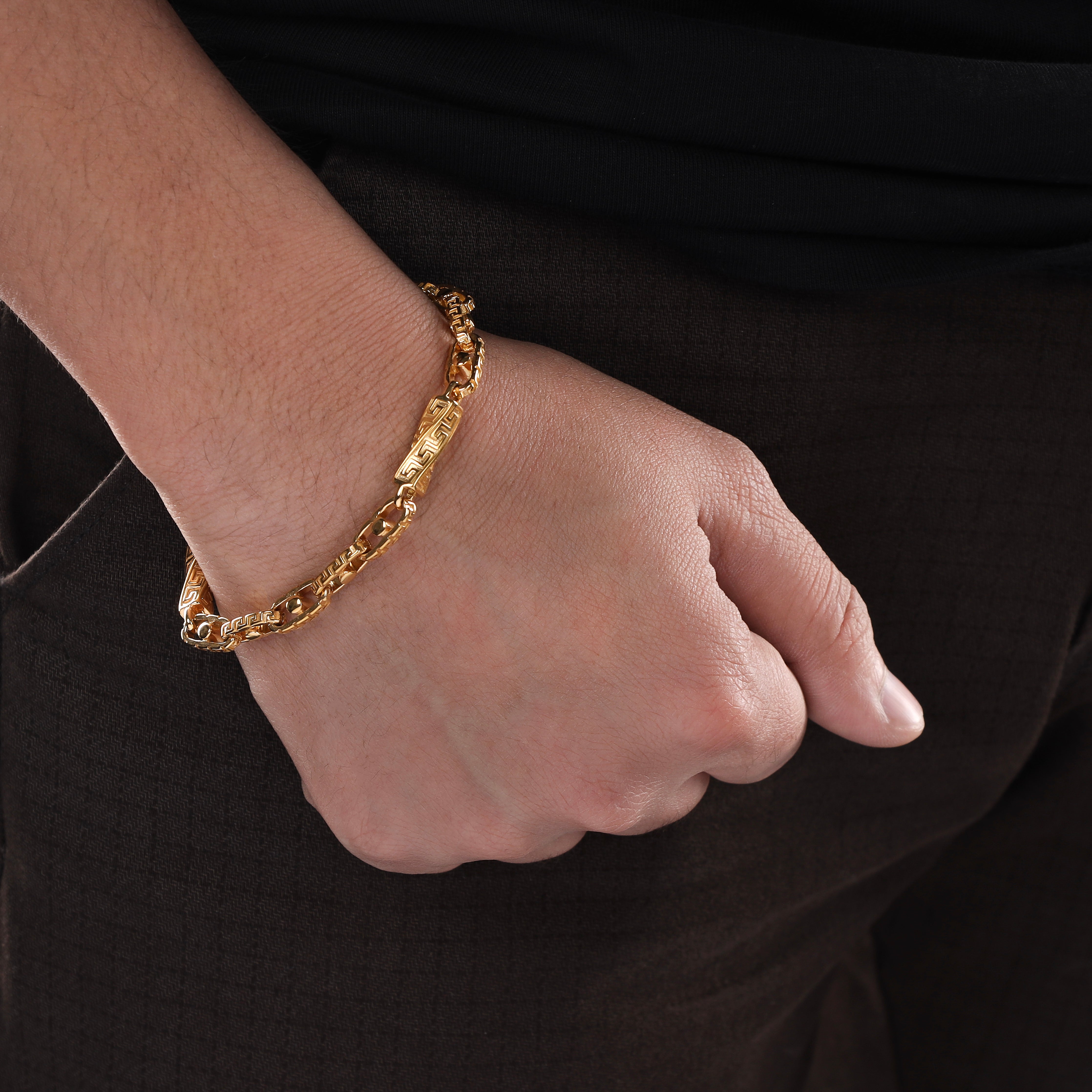 Santorini bracelet 6mm wide 19/21cm long made of stainless steel 18K gold plated