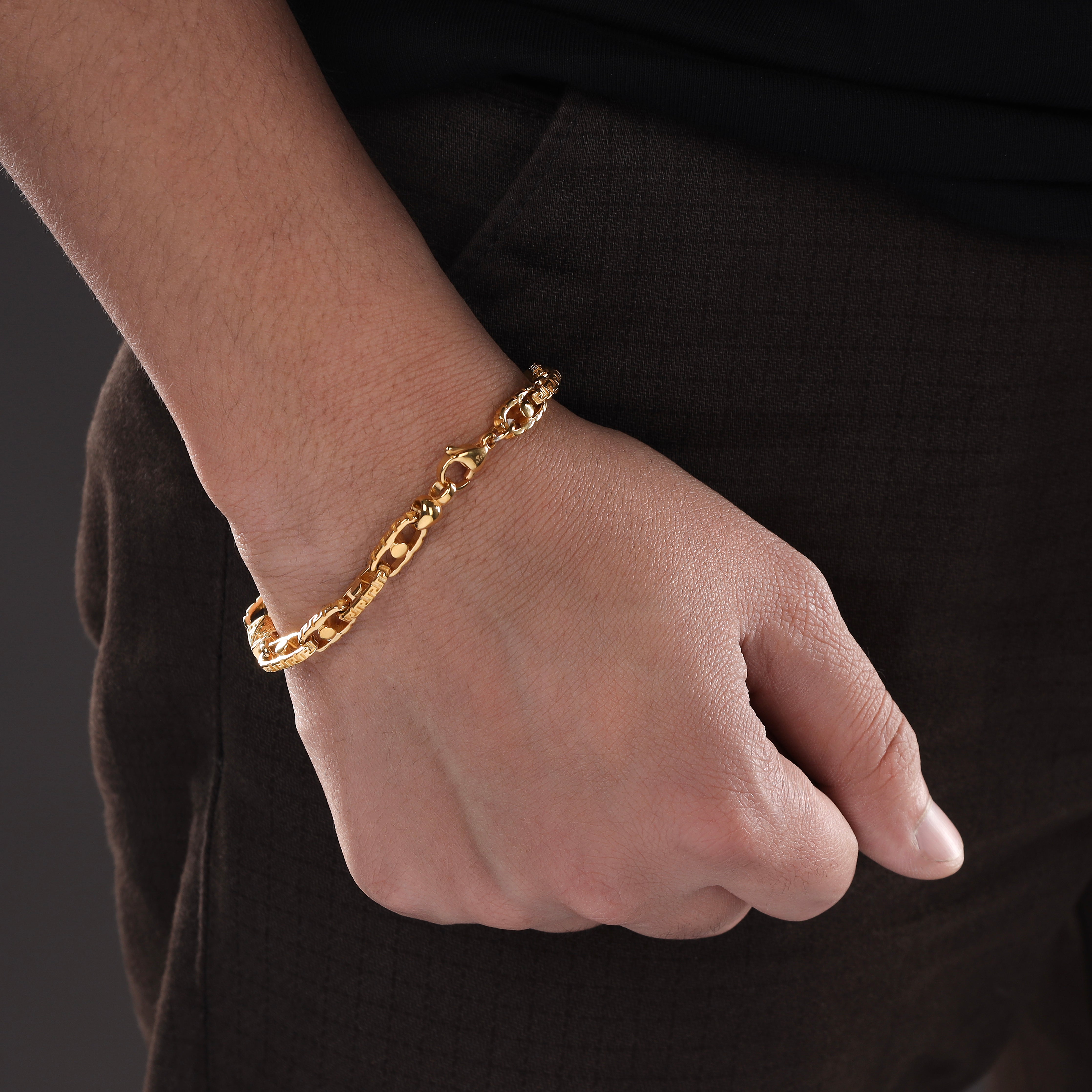 Santorini bracelet 6mm wide 19/21cm long made of stainless steel 18K gold plated
