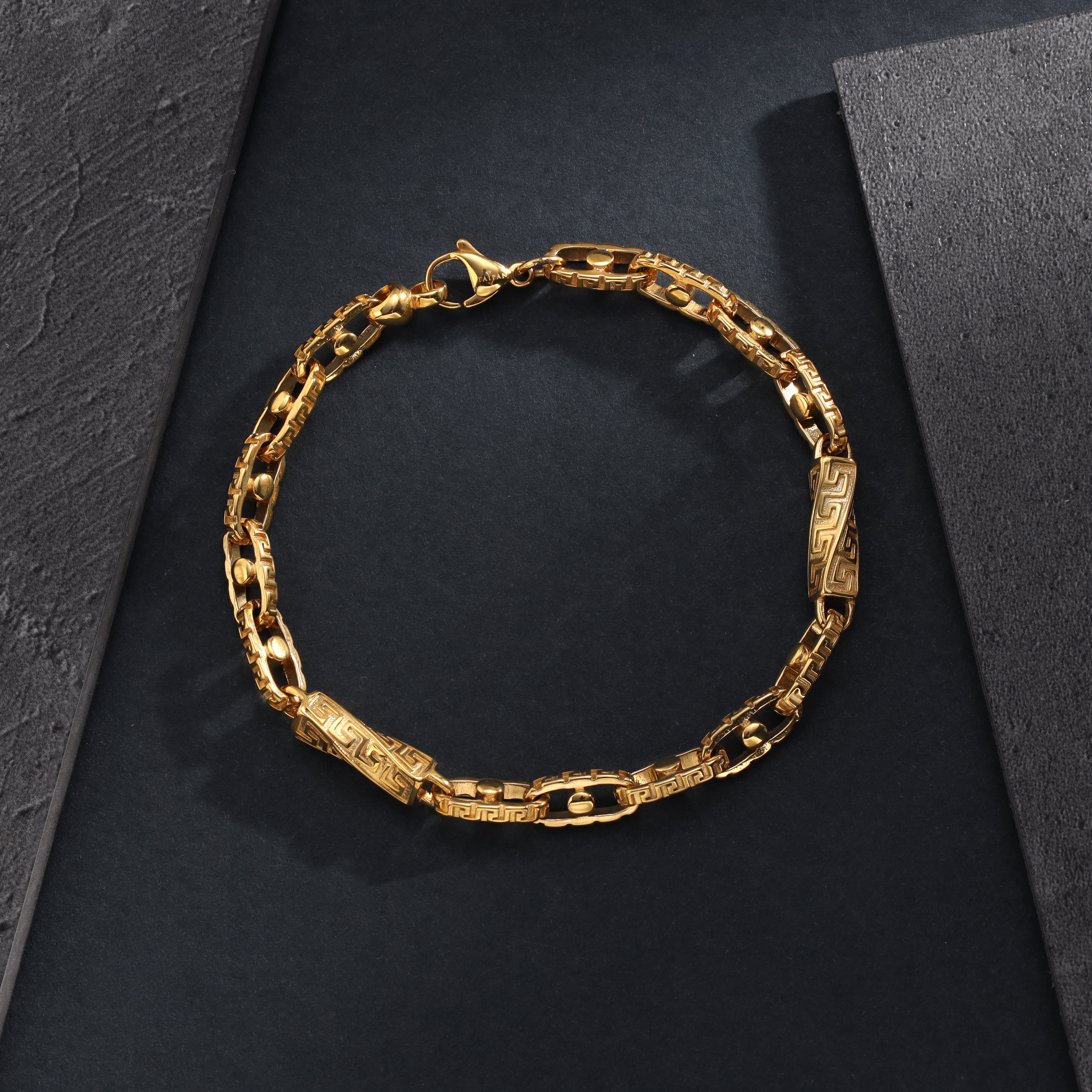 Santorini bracelet 6mm wide 19/21cm long made of stainless steel 18K gold plated