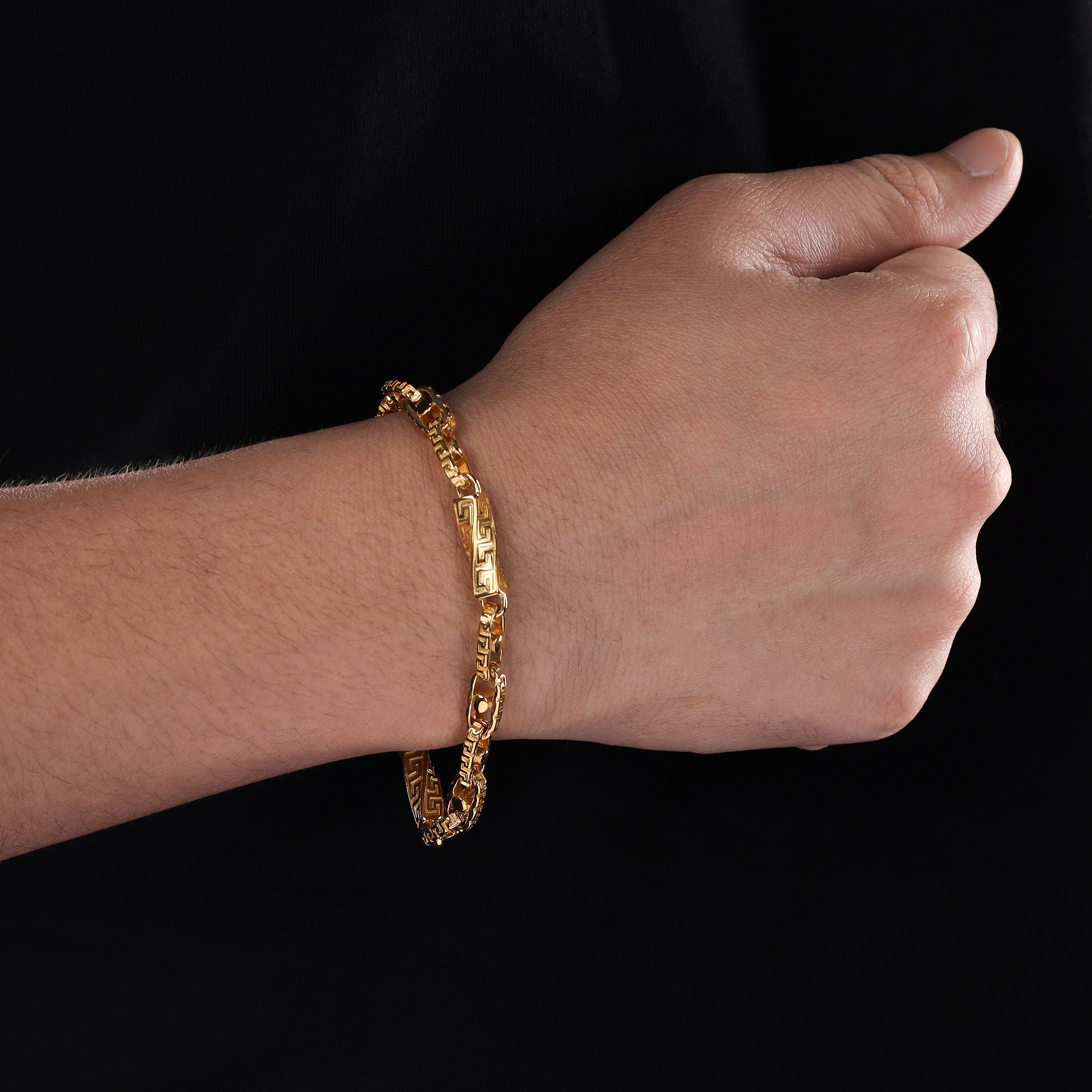 Santorini bracelet 6mm wide 19/21cm long made of stainless steel 18K gold plated