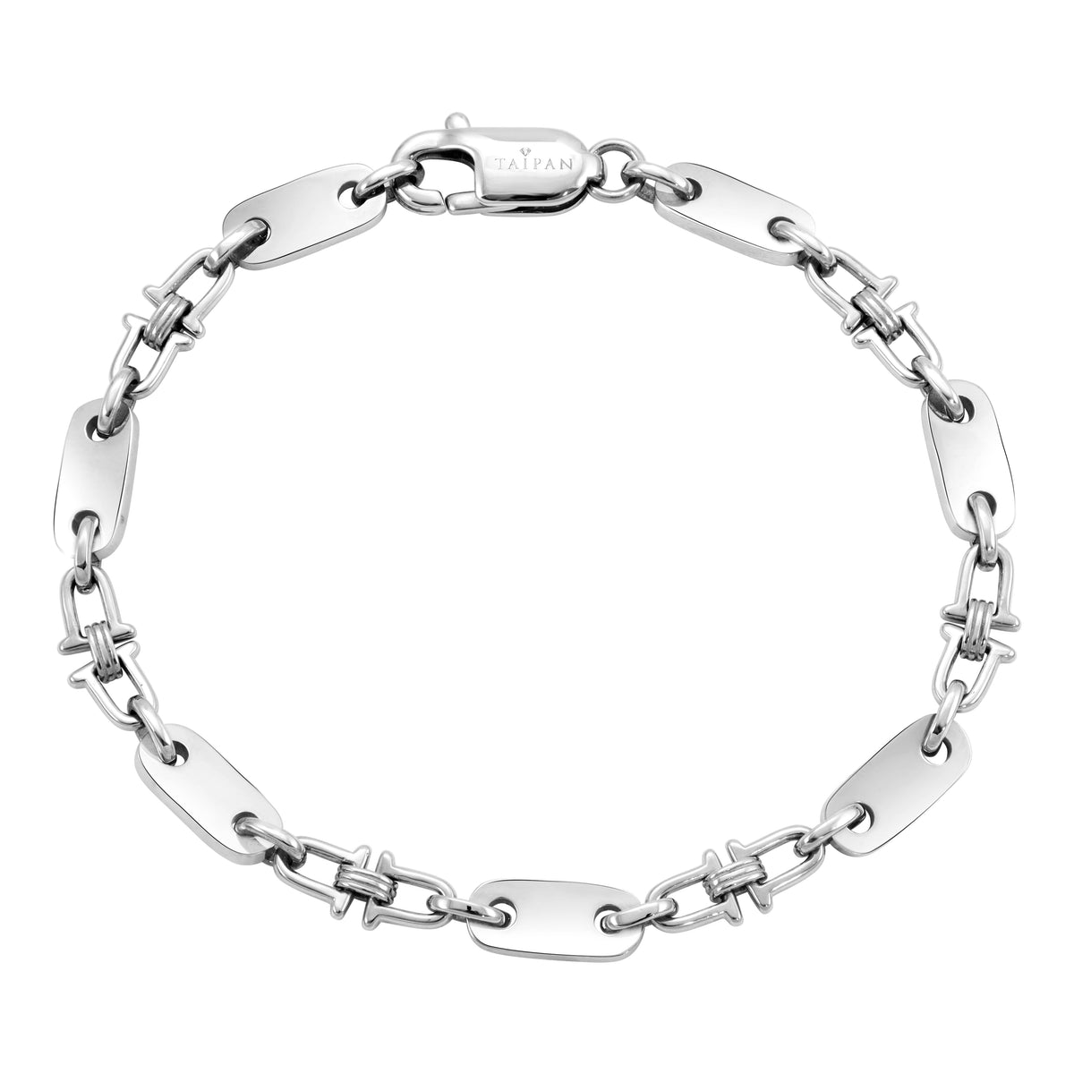 Plattenkette Armband mit beweglichen Steigbügeln 5mm breit aus Edelstahl - Taipan Schmuck