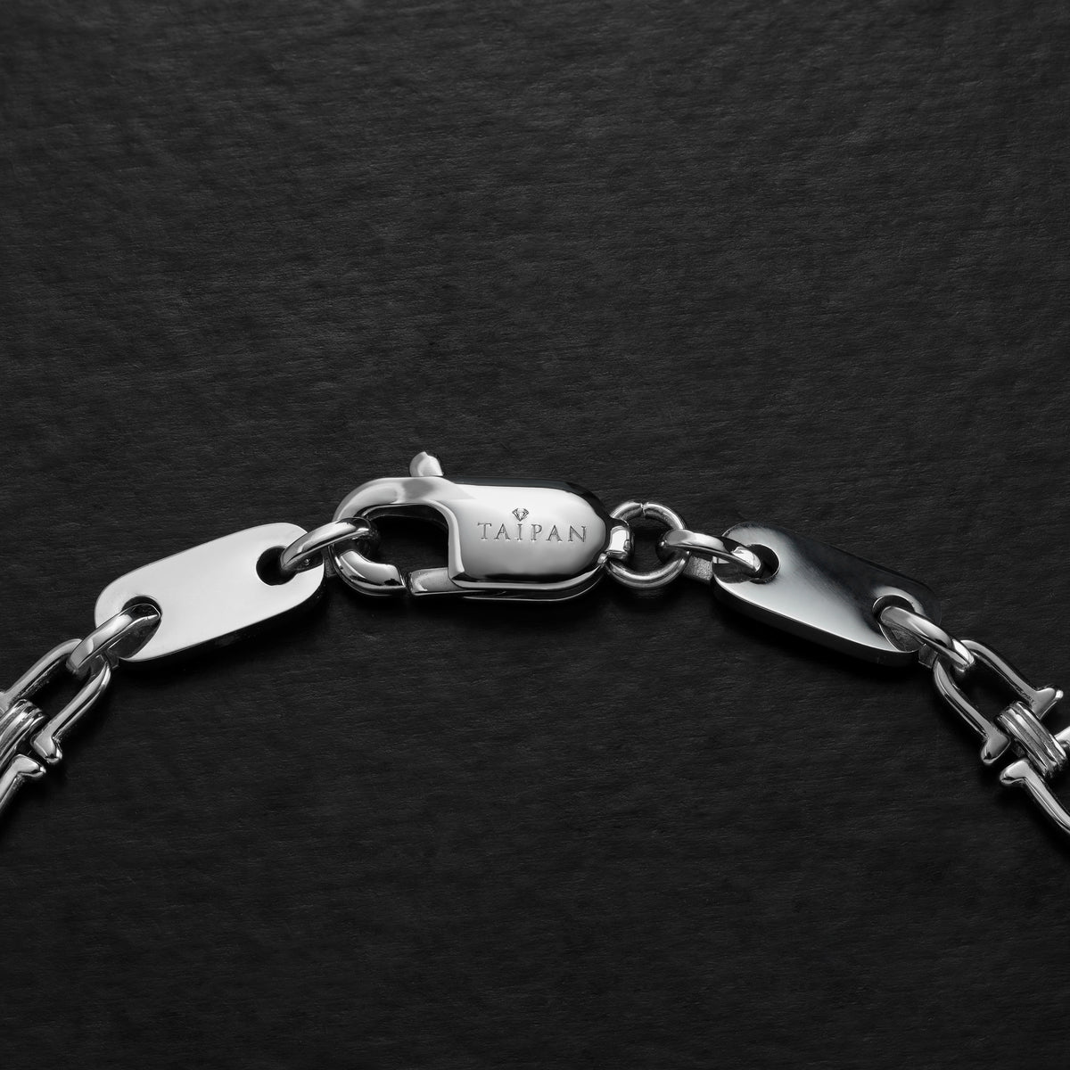 Plattenkette Armband mit beweglichen Steigbügeln 5mm breit aus Edelstahl - Taipan Schmuck