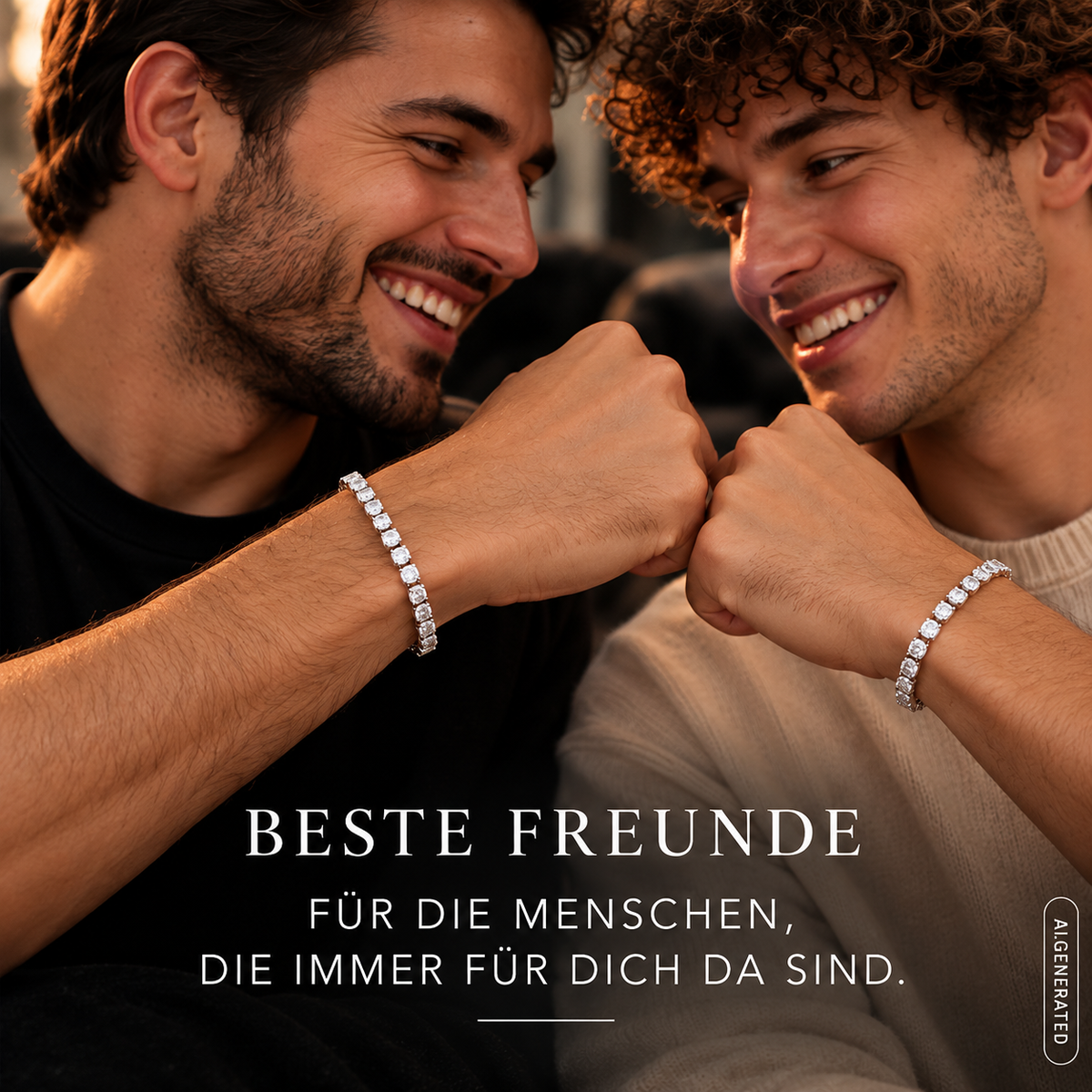 Partnerarmbänder Set – 2× Tennis Armband 4mm | Größen frei wählbar