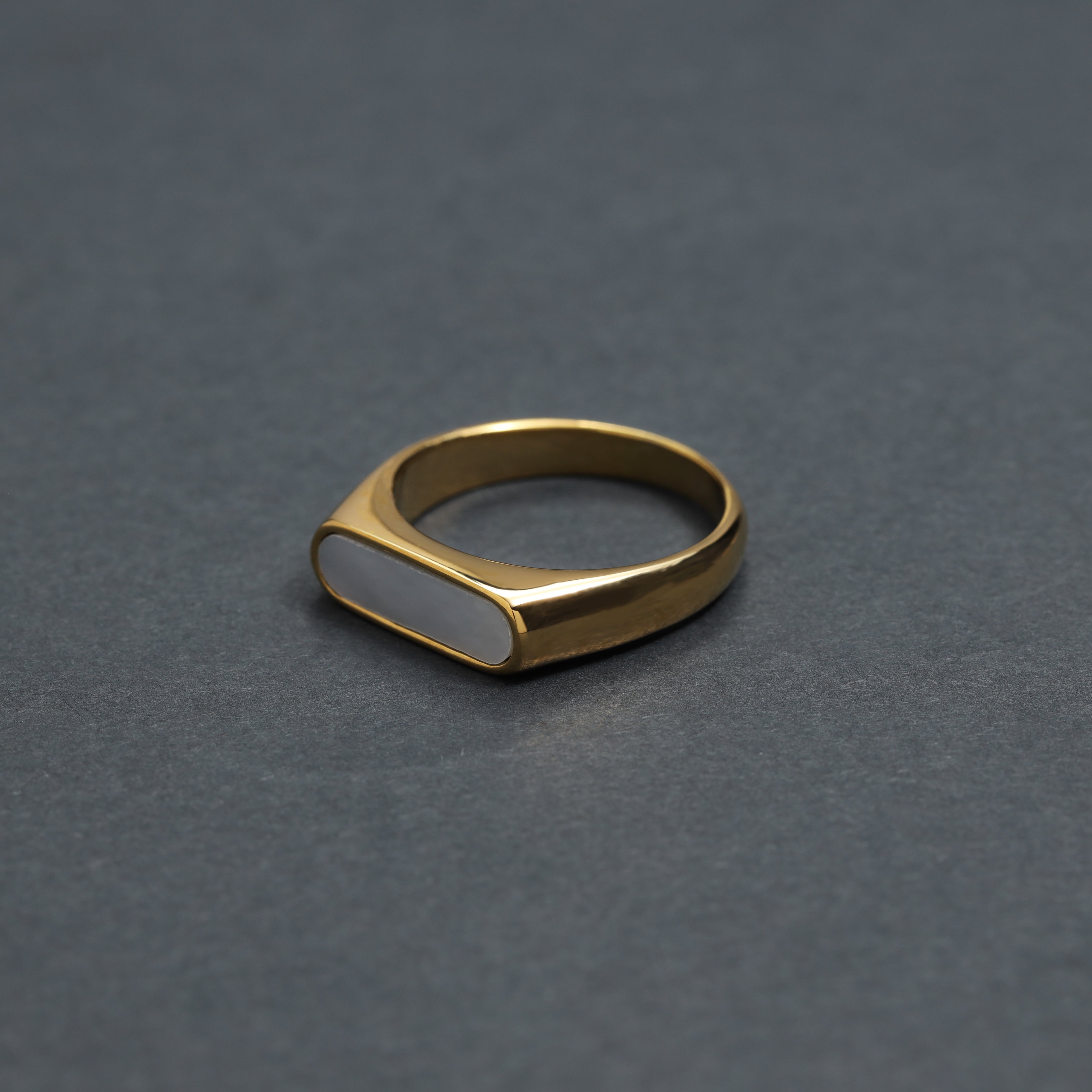 Eleganter Ring Siegelring Größe 5-13 unisex aus Edelstahl 18K vergoldet - Taipan Schmuck