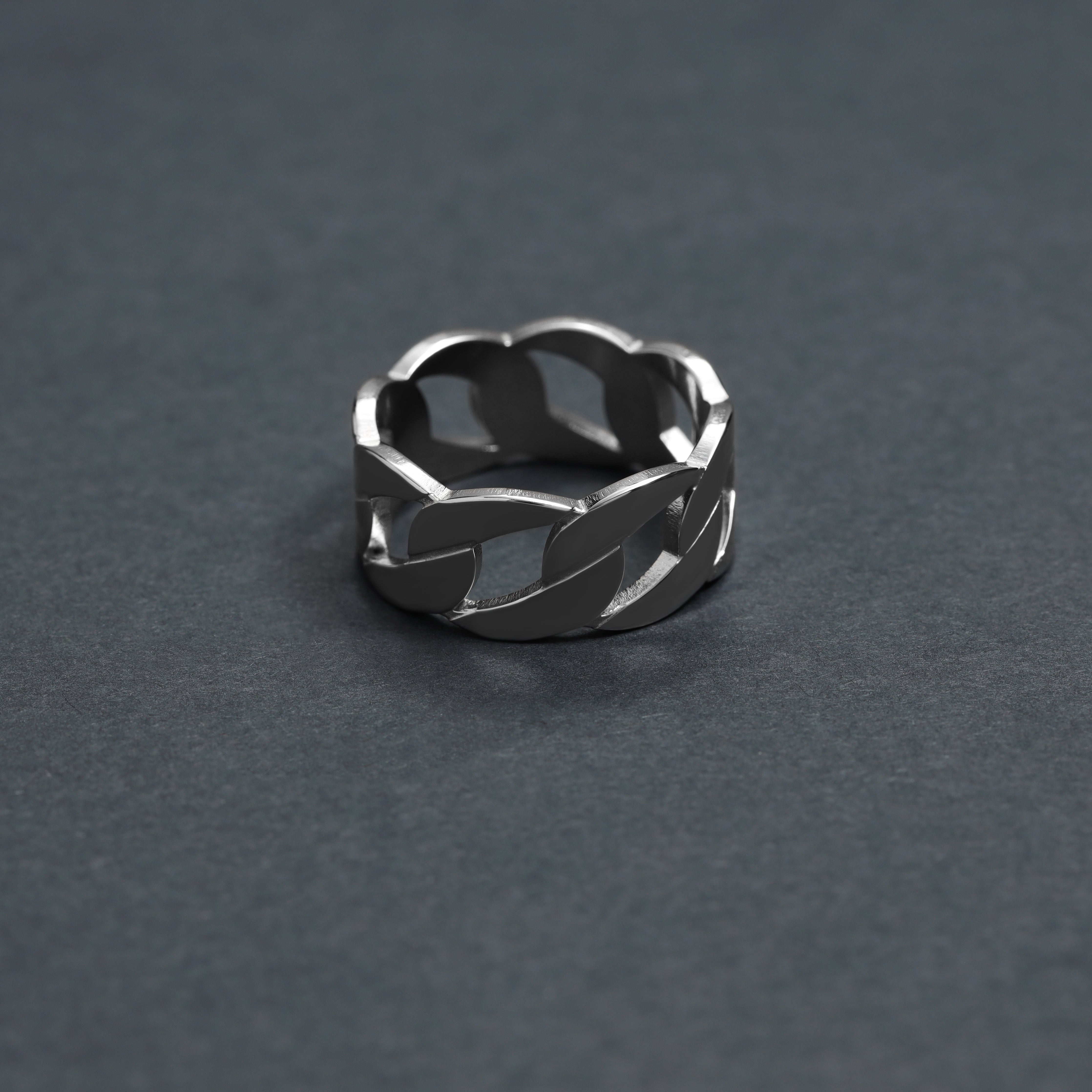 Cuban Link Design Ring unisex Größe 7-12 aus Edelstahl - Taipan Schmuck