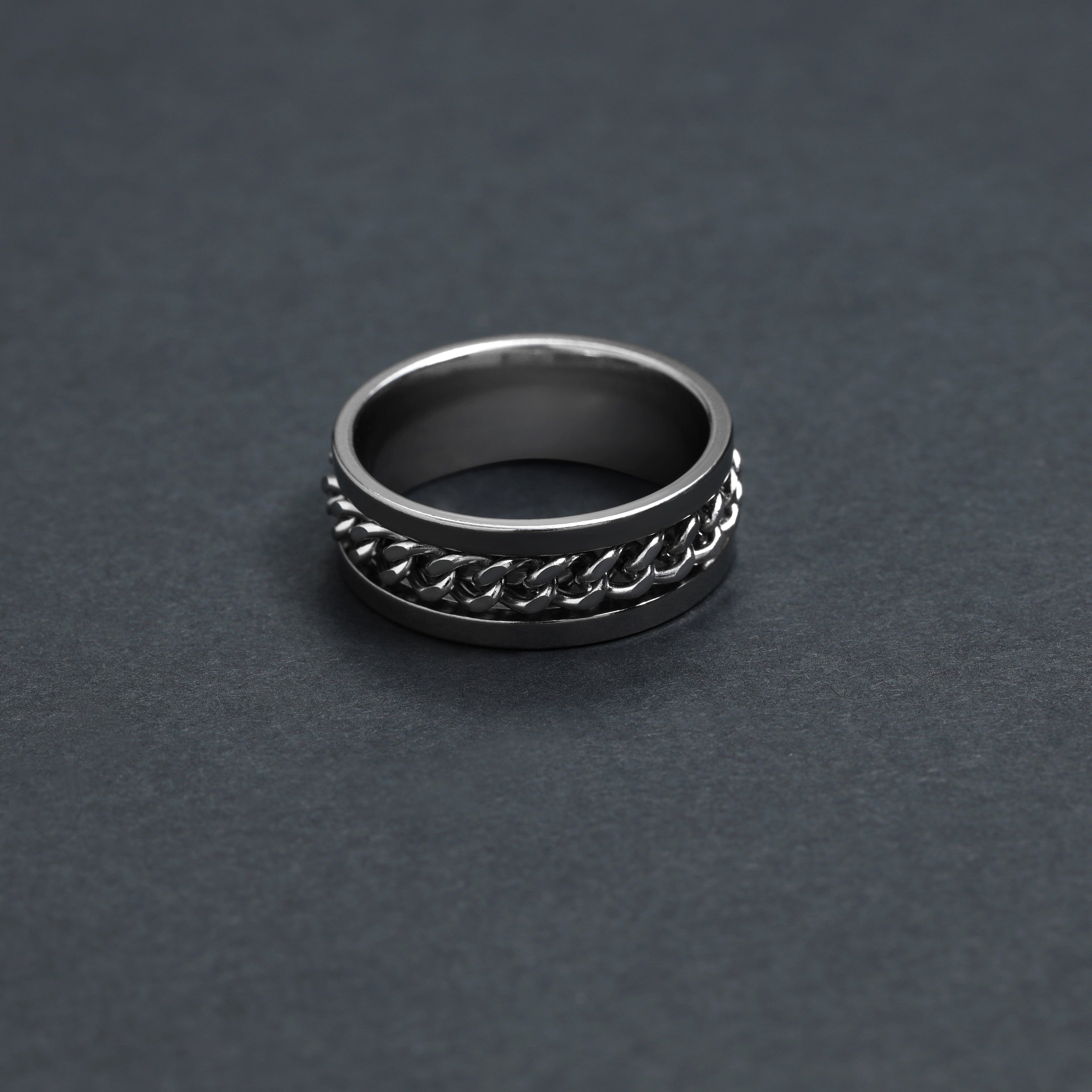 Panzerkette Cuban Link Design Freundschaftsringe Ring unisex Größe 6-13 aus Edelstahl - Taipan Schmuck