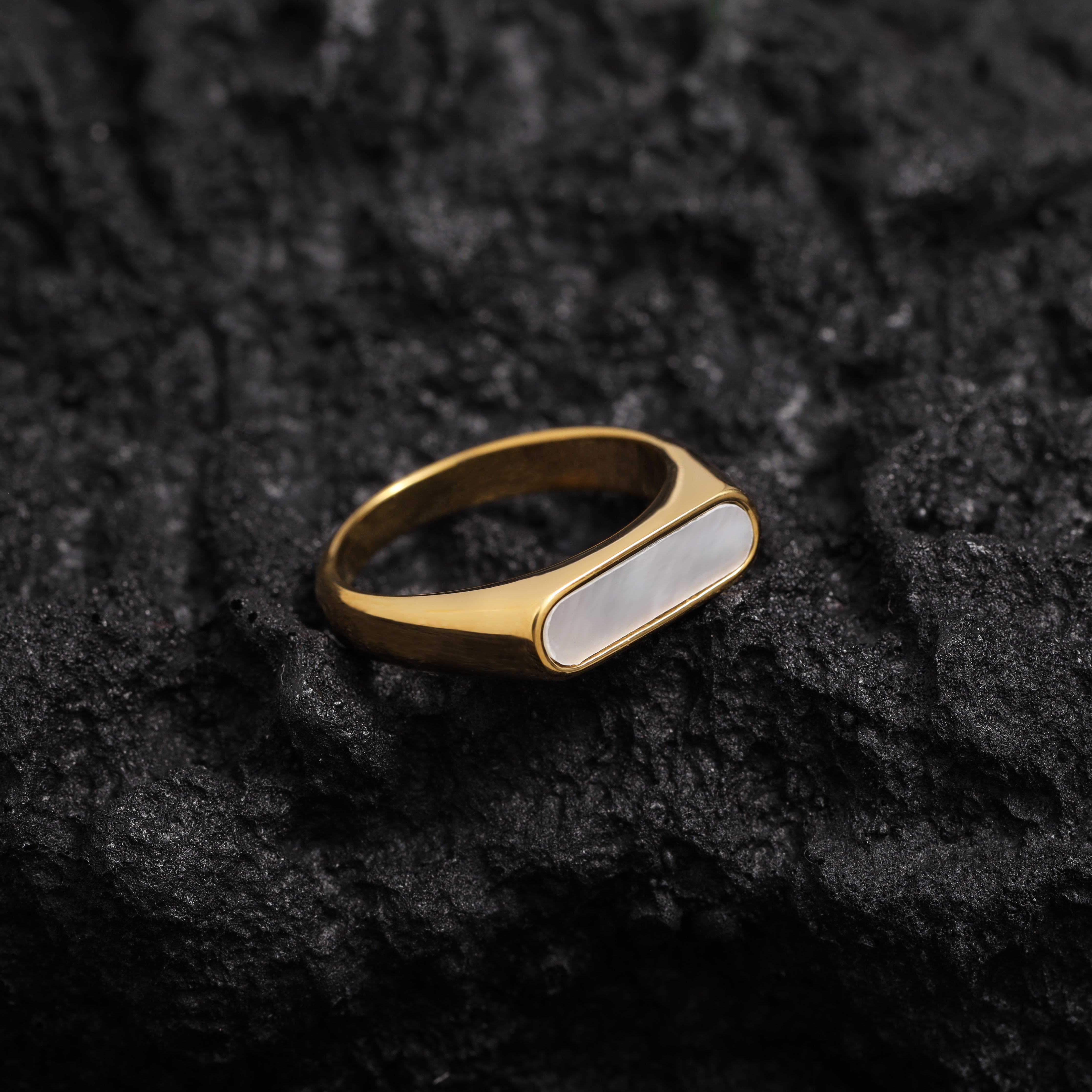 Eleganter Ring Siegelring Größe 5-13 unisex aus Edelstahl 18K vergoldet - Taipan Schmuck