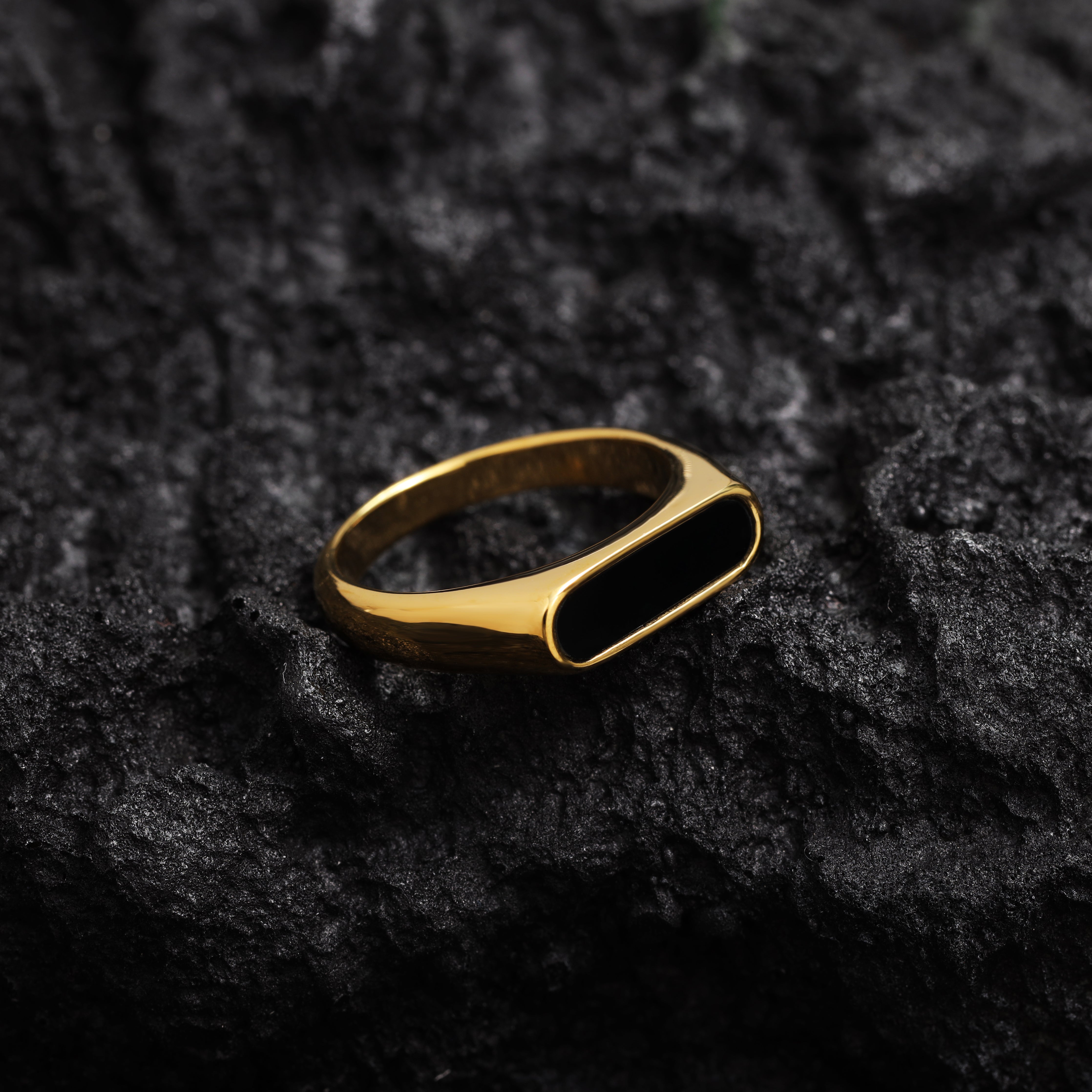 Eleganter Ring Siegelring Größe 5-13 unisex aus Edelstahl 18K vergoldet - Taipan Schmuck