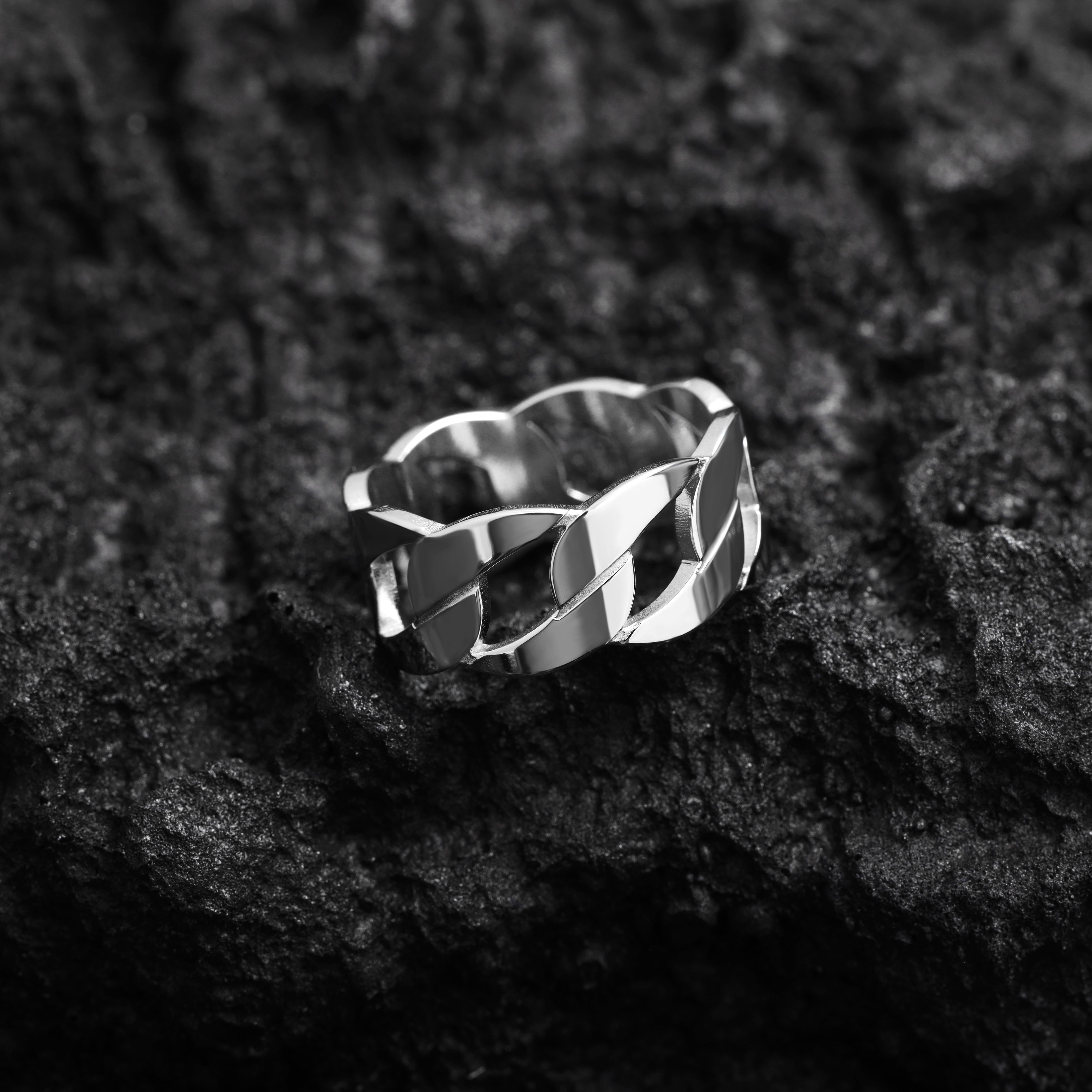 Cuban Link Design Ring unisex Größe 7-12 aus Edelstahl - Taipan Schmuck