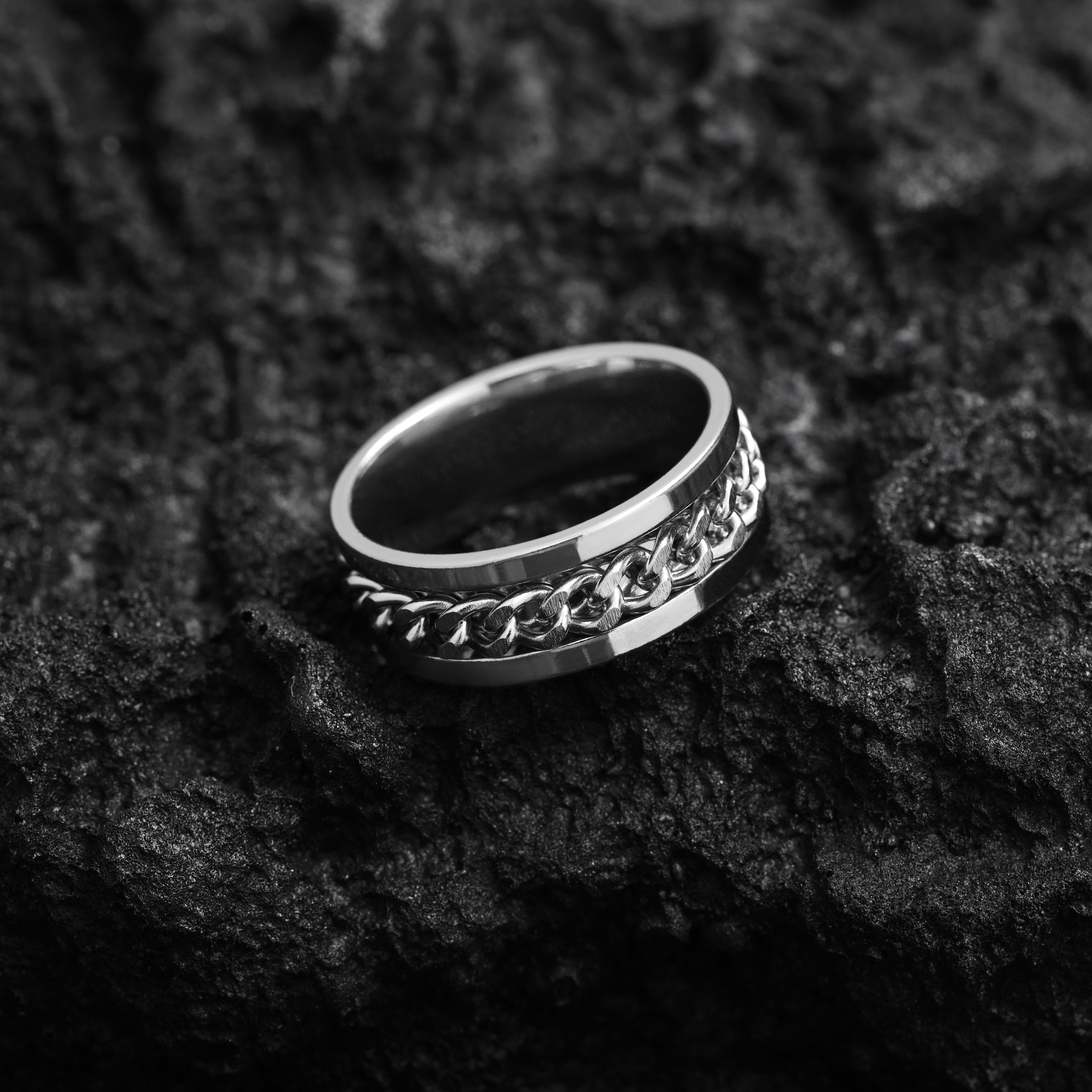 Panzerkette Cuban Link Design Freundschaftsringe Ring unisex Größe 6-13 aus Edelstahl - Taipan Schmuck
