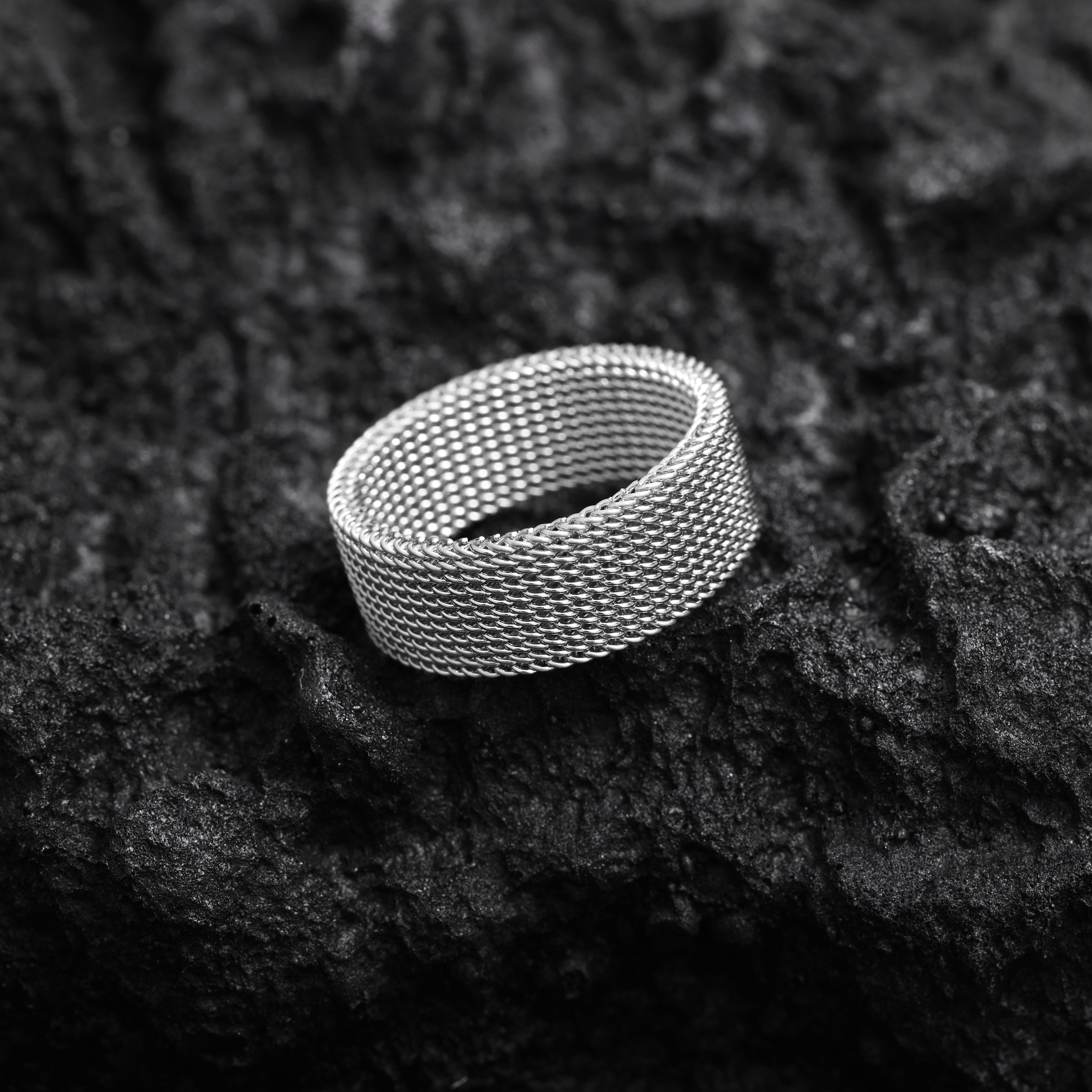 Flexibler Mesh Design Partnerringe Eheringe Freundschaftsringe Ring unisex Größe 6-12 aus Edelstahl - Taipan Schmuck