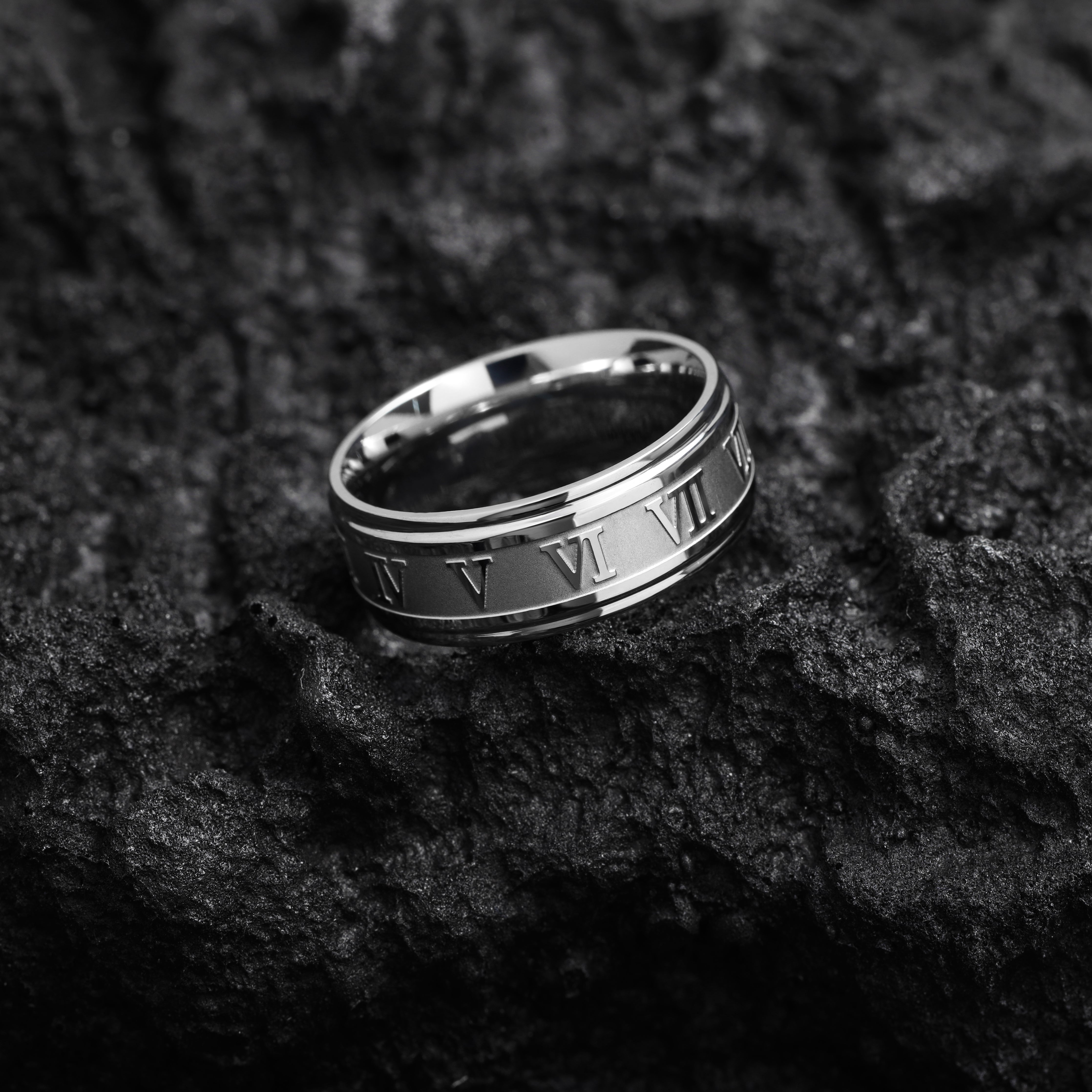Römische Zahlen Partnerringe Eheringe Freundschaftsringe Ring unisex Größe 6-13 aus Edelstahl - Taipan Schmuck