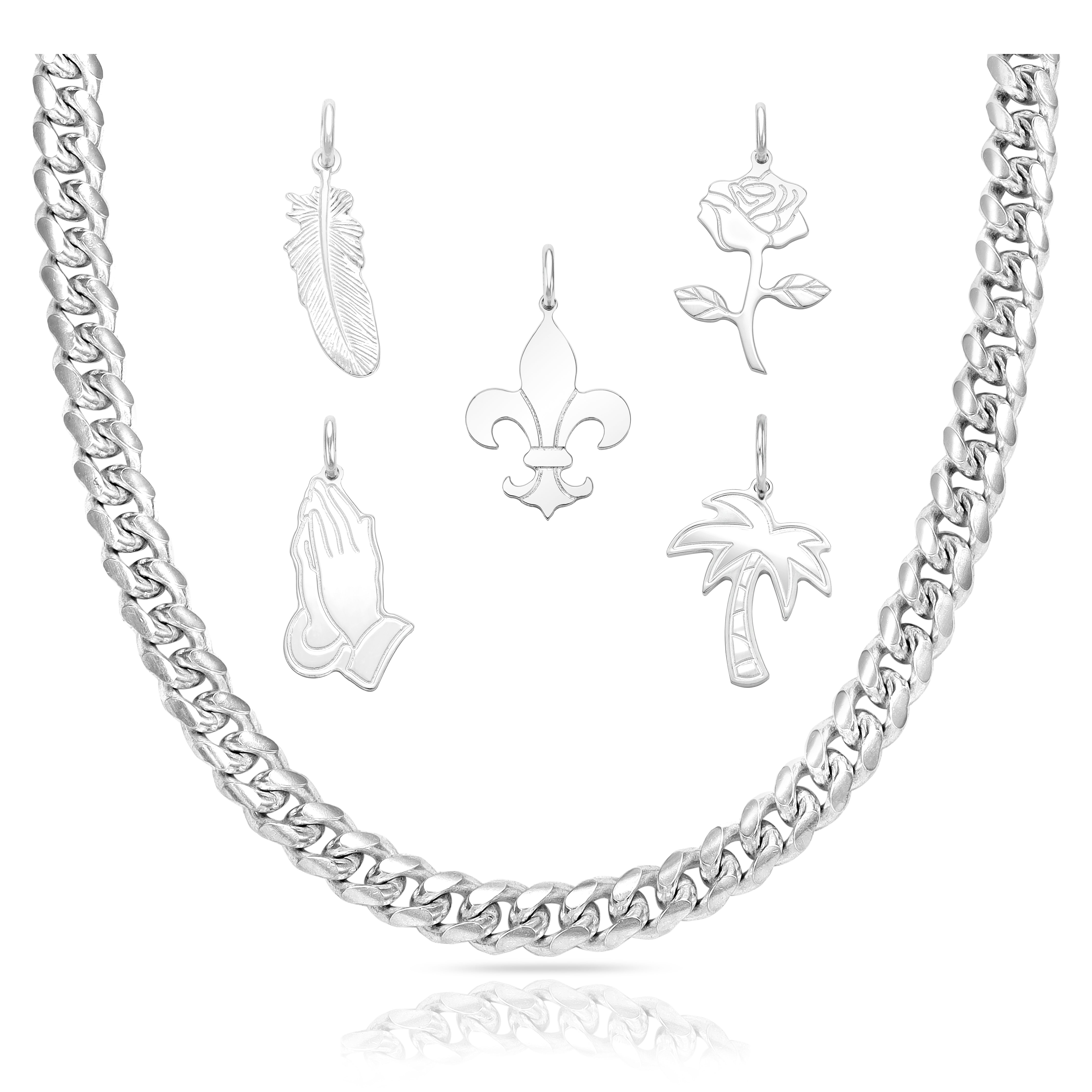 Set 9 - Miami Cuban Link 5mm + Anhänger aus 925 Silber - Taipan Schmuck