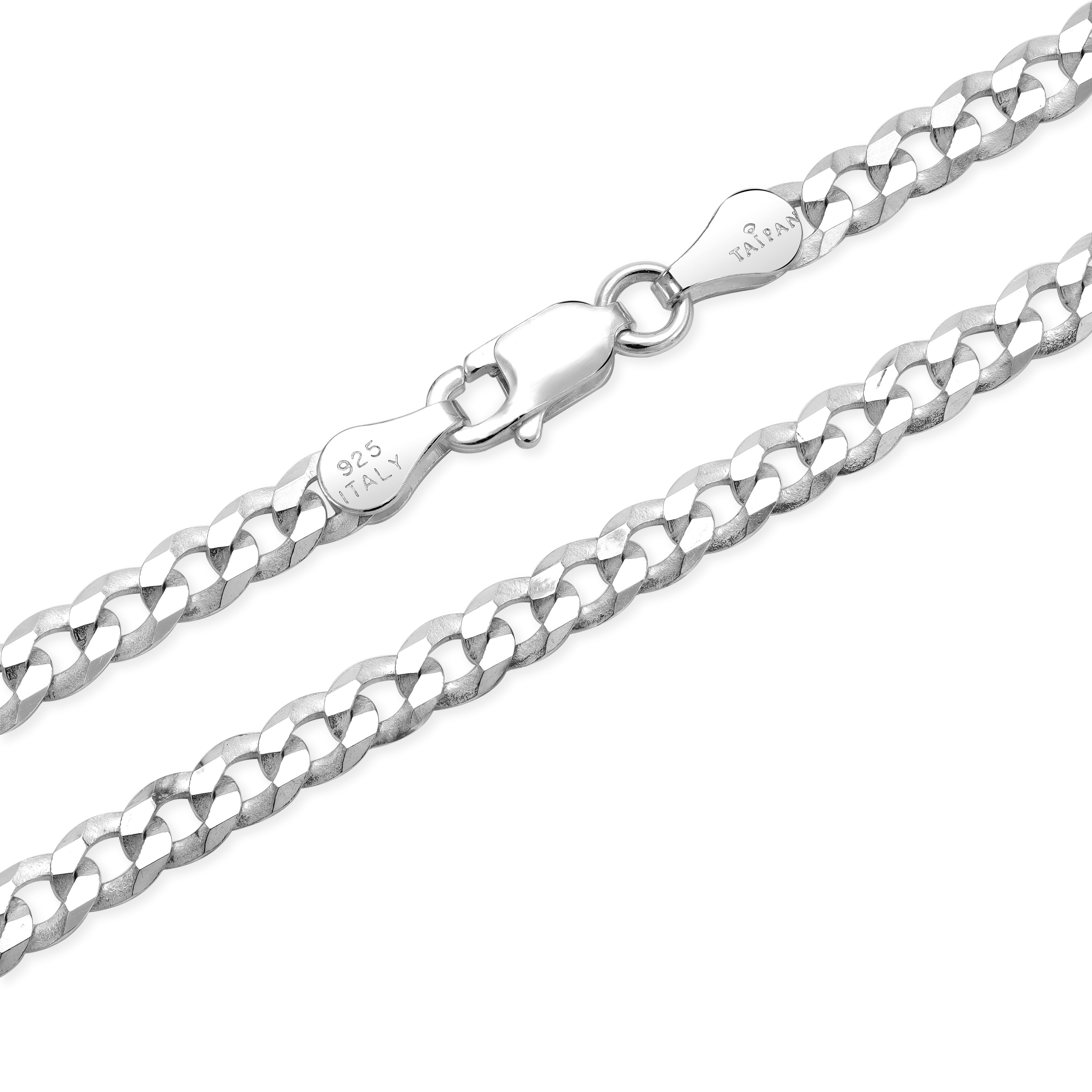 4mm flache Panzerkette - 925 Silber - Taipan Schmuck