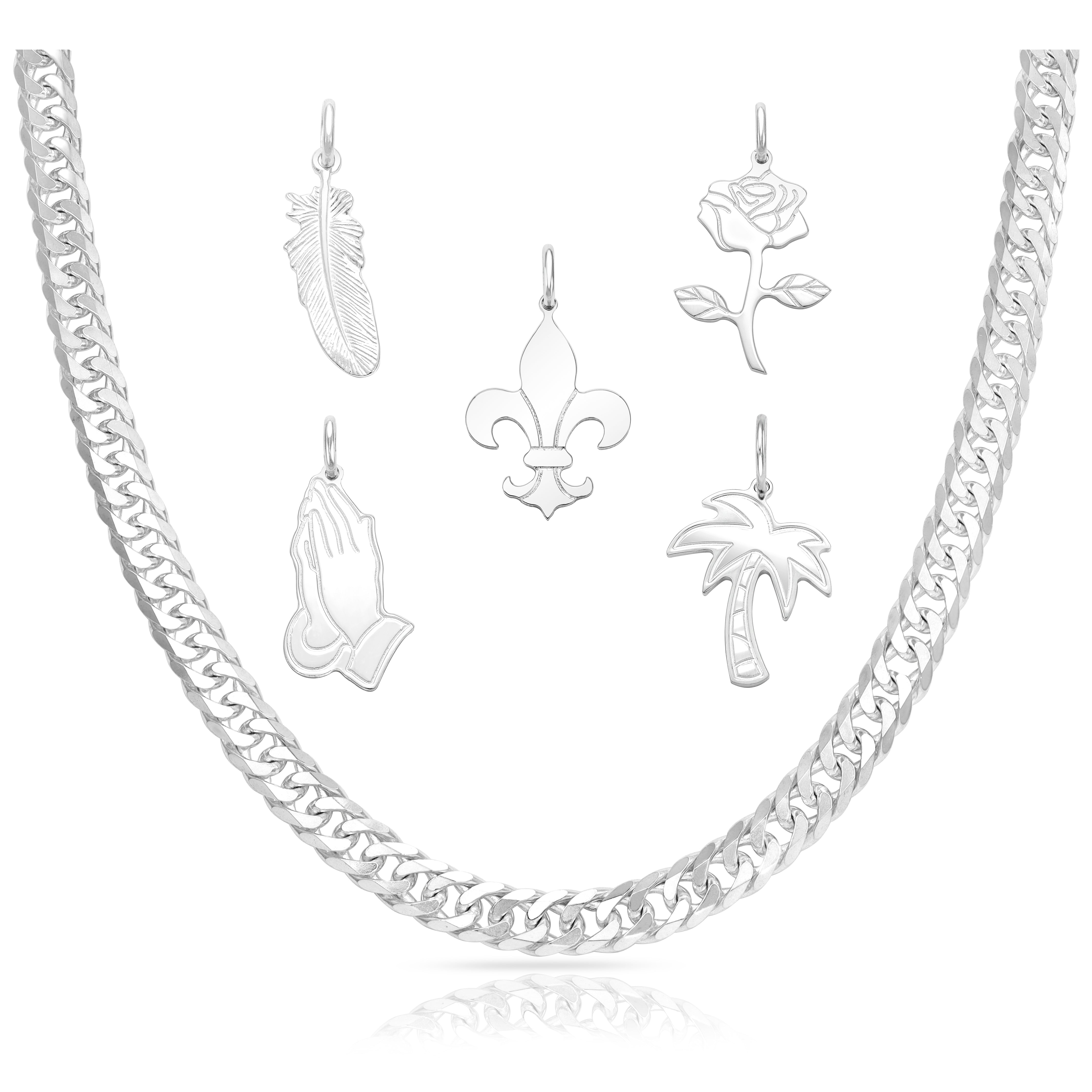 Set 11 - Doppel Panzerkette 6mm + Anhänger aus 925 Silber - Taipan Schmuck