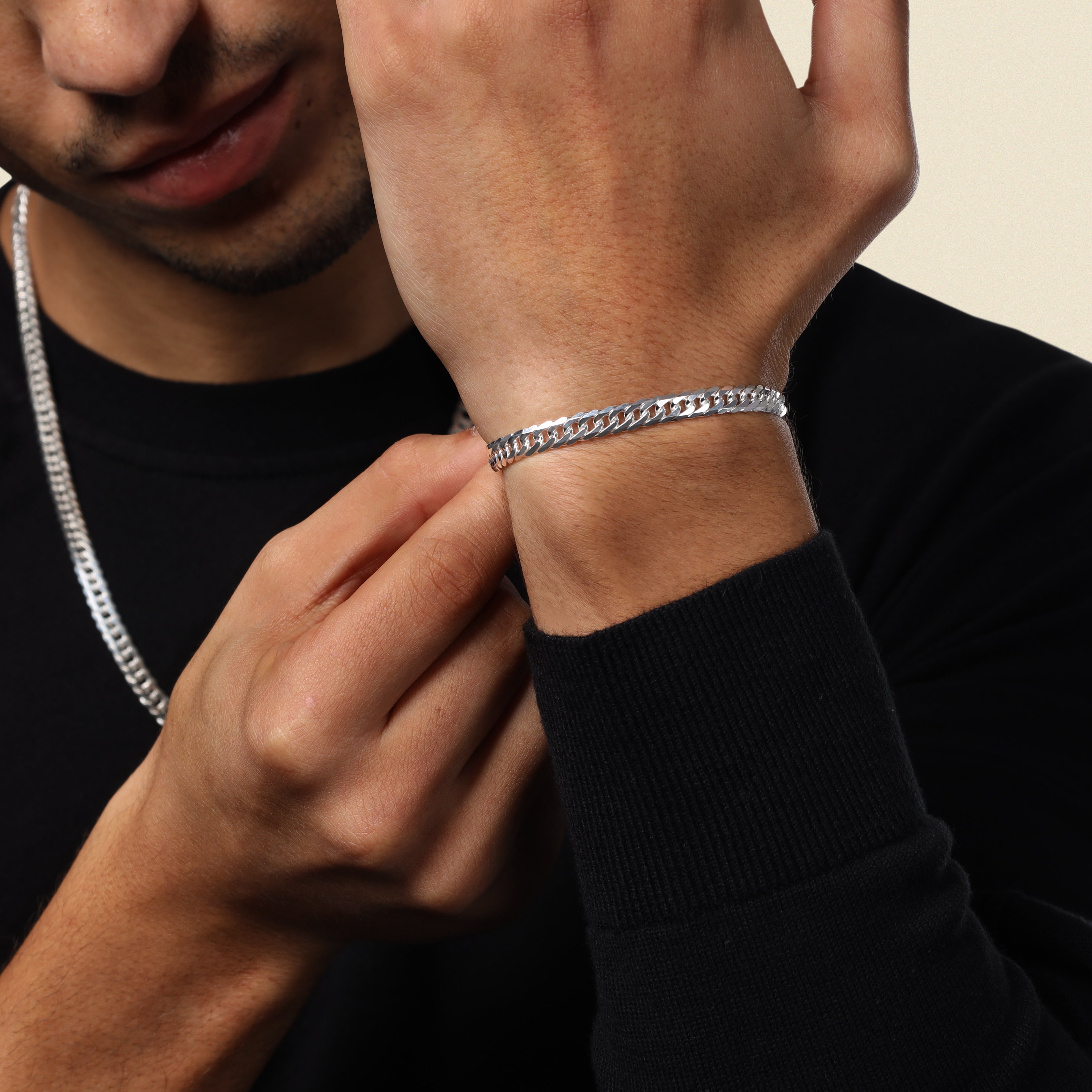 Set - double curb chain 6mm - set necklace + bracelet made of 925 sterling silver - save 20%