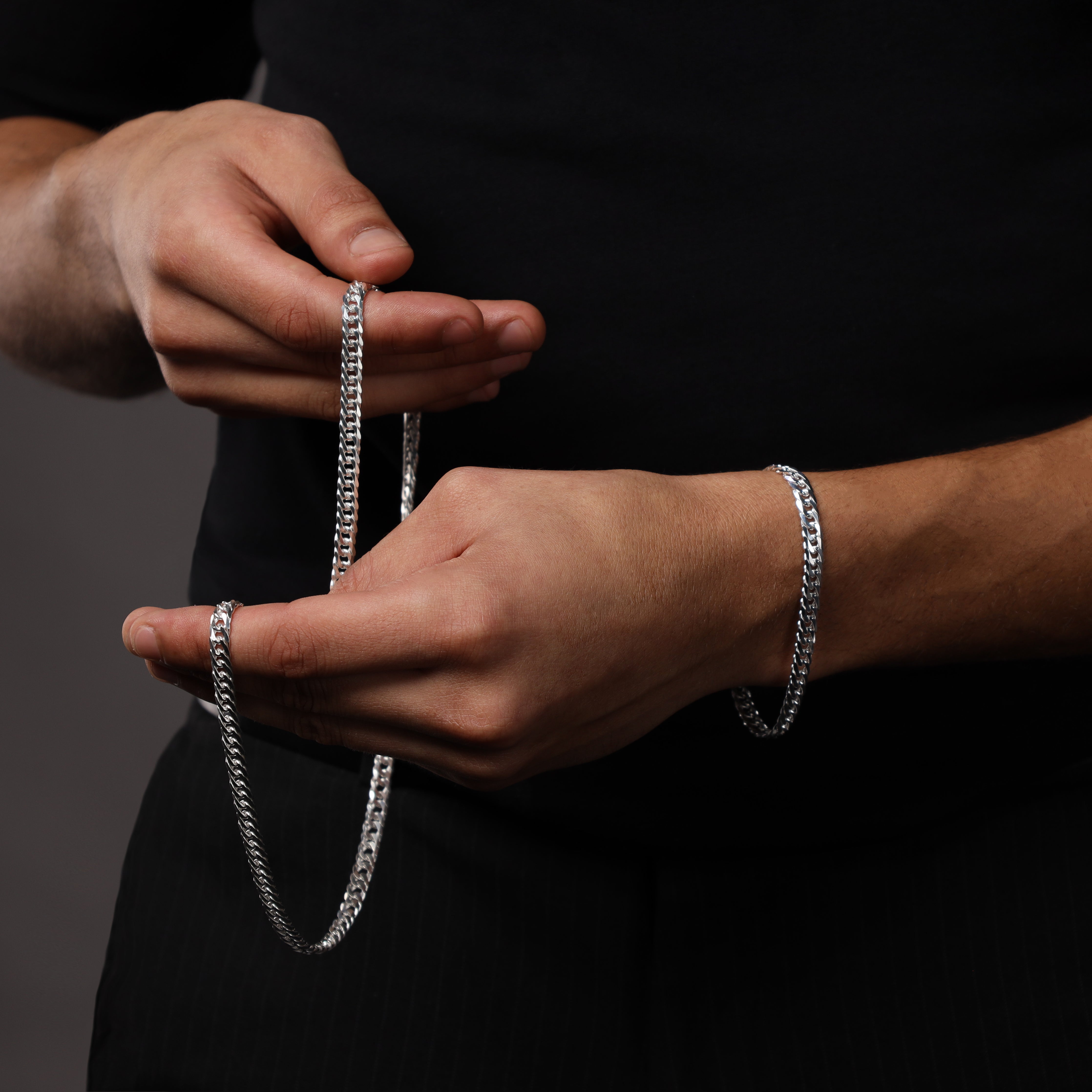 Set - double curb chain 6mm - set necklace + bracelet made of 925 sterling silver - save 20%