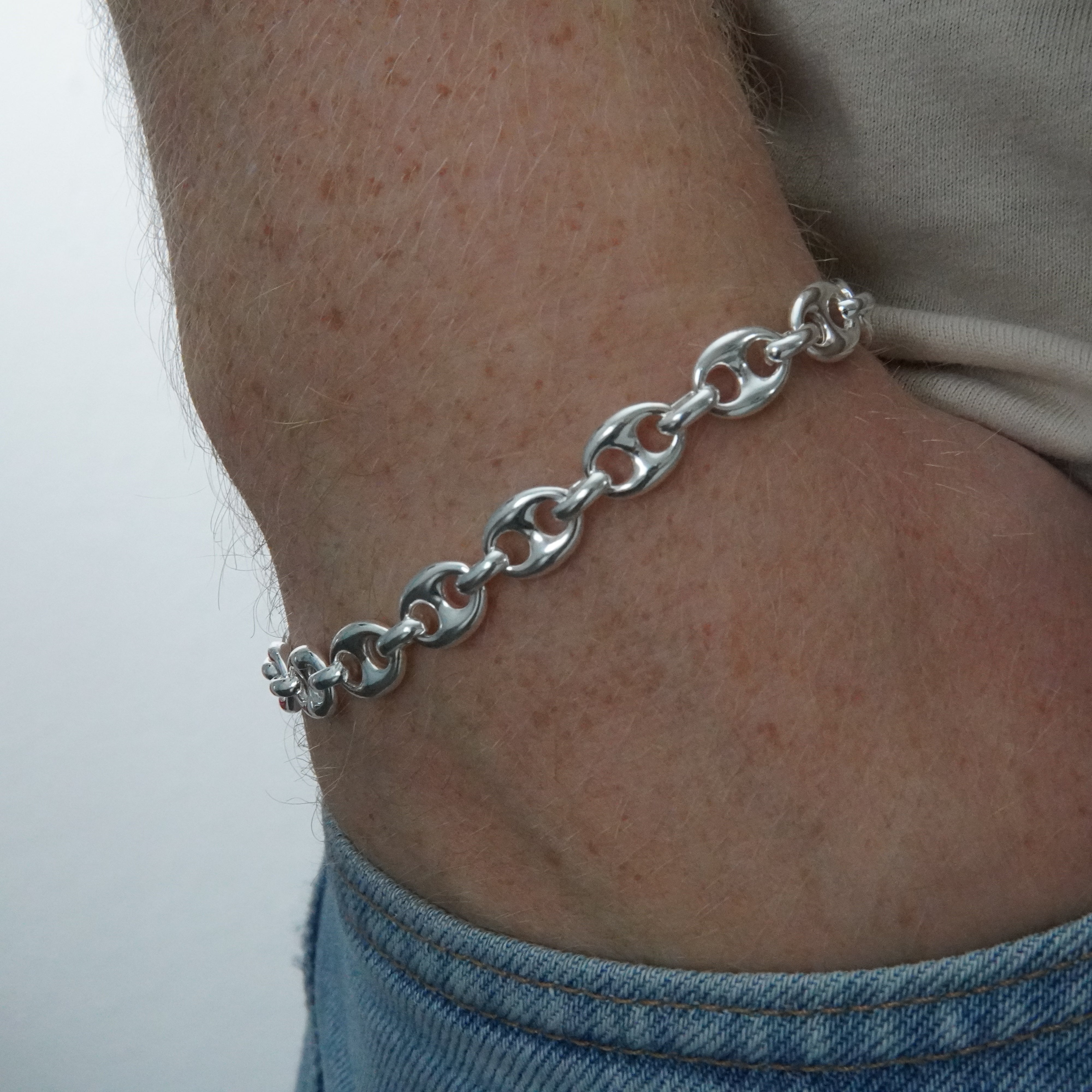 Bohnenkette 8mm / 21cm Einzelstück 925 Silber