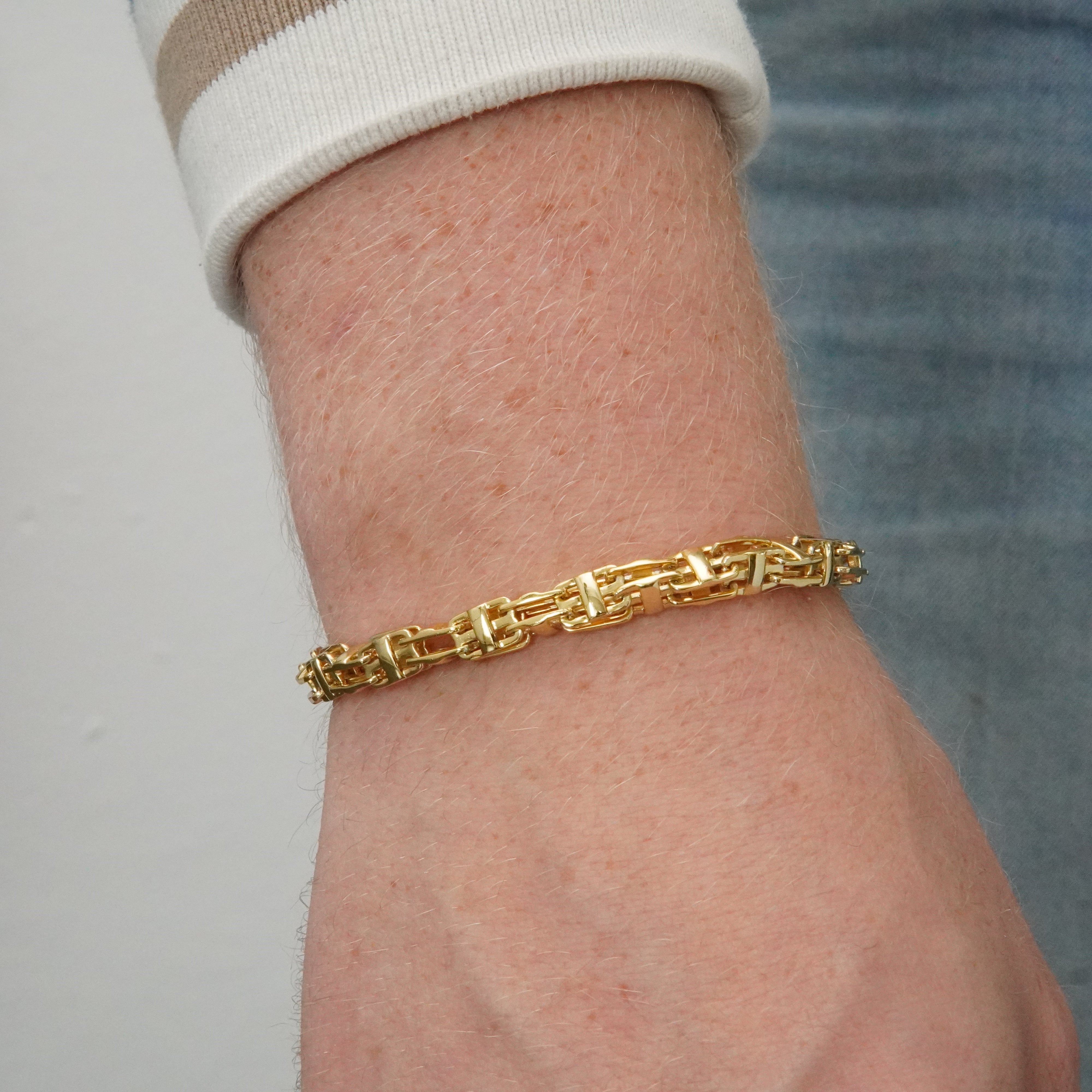 Käfigkette Armband 21cm / 6mm 18K Vergoldung Einzelstück 925 Silber