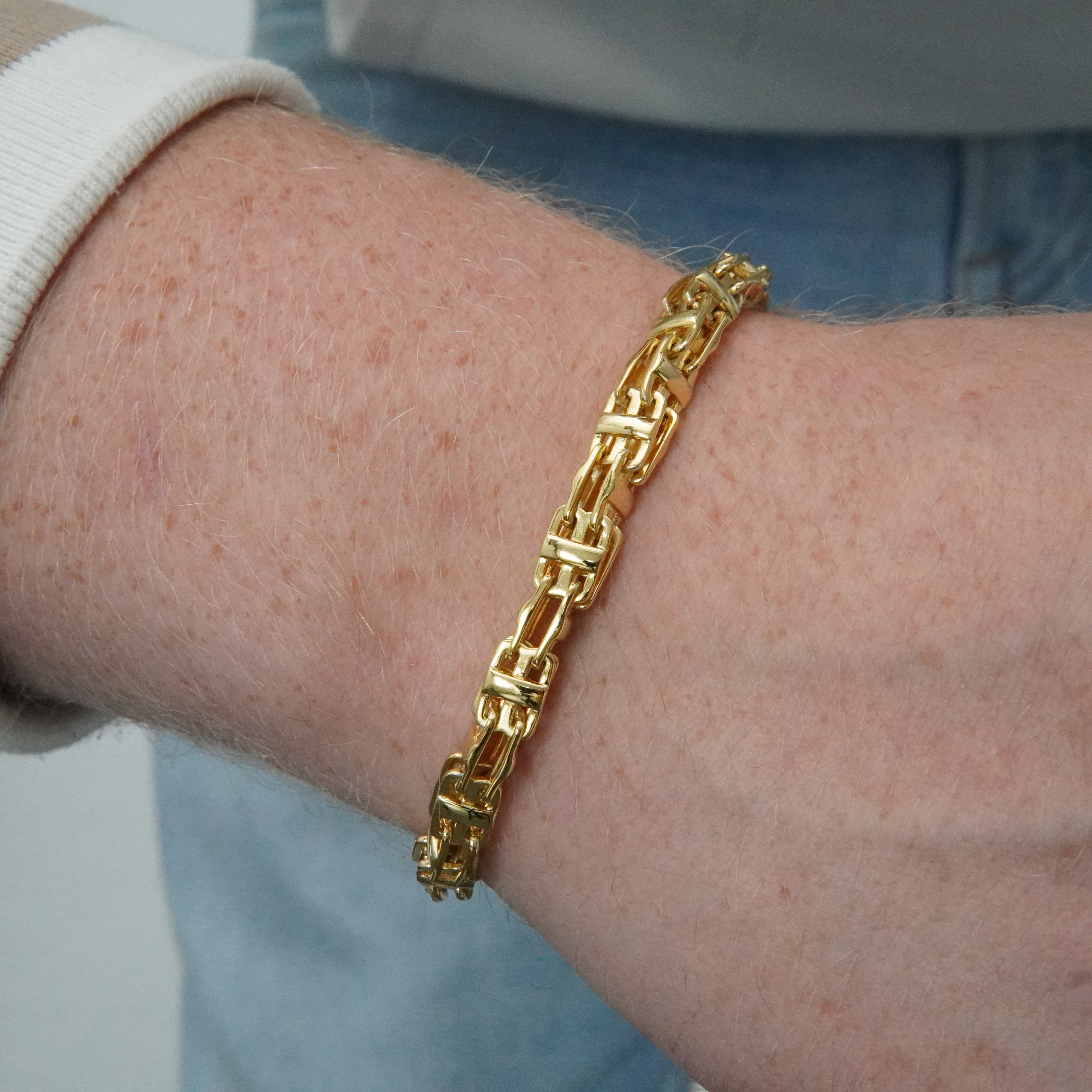 Käfigkette Armband 21cm / 6mm 18K Vergoldung Einzelstück 925 Silber