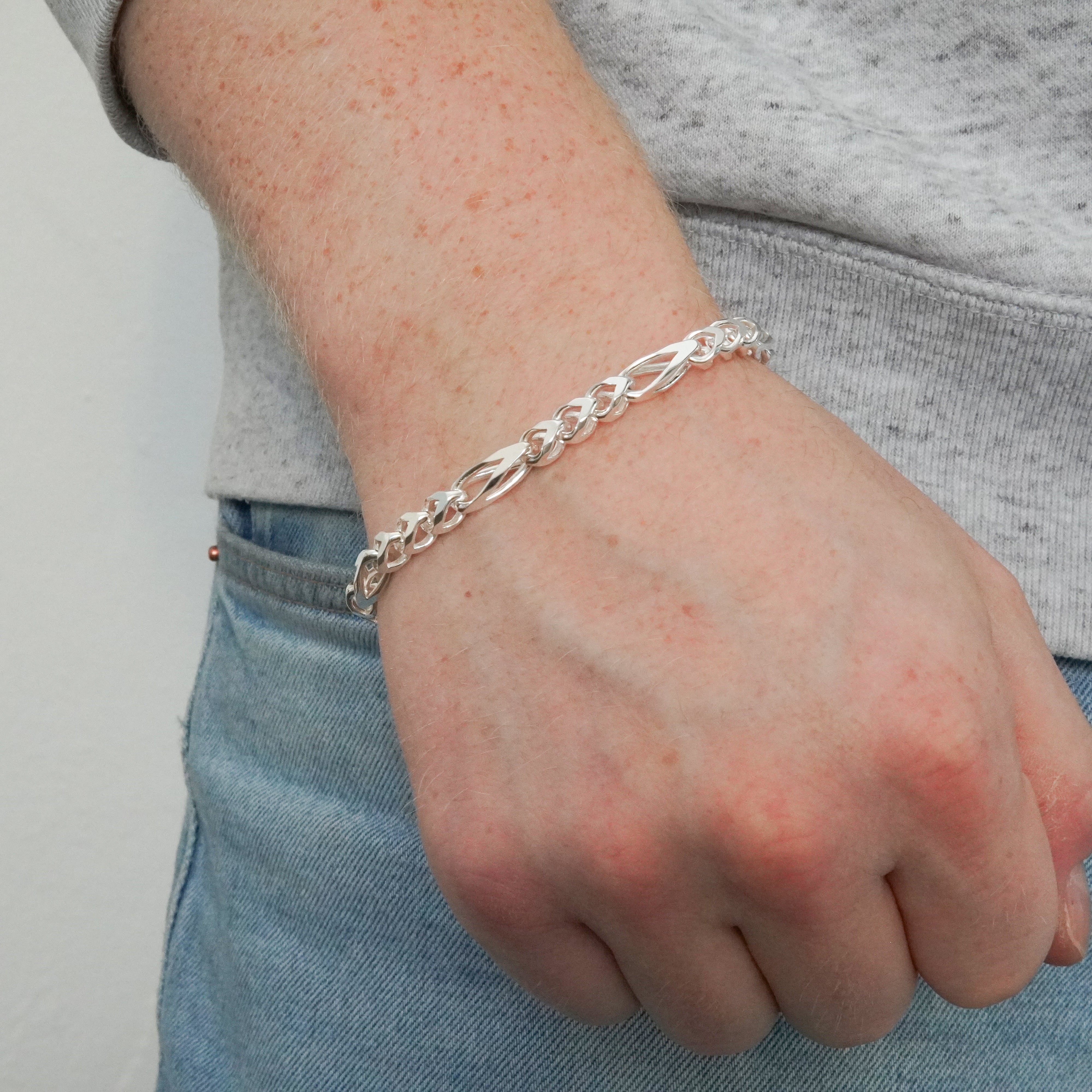 Figarokette Franco Chain 5,5mm / 21cm Einzelstück 925 Silber