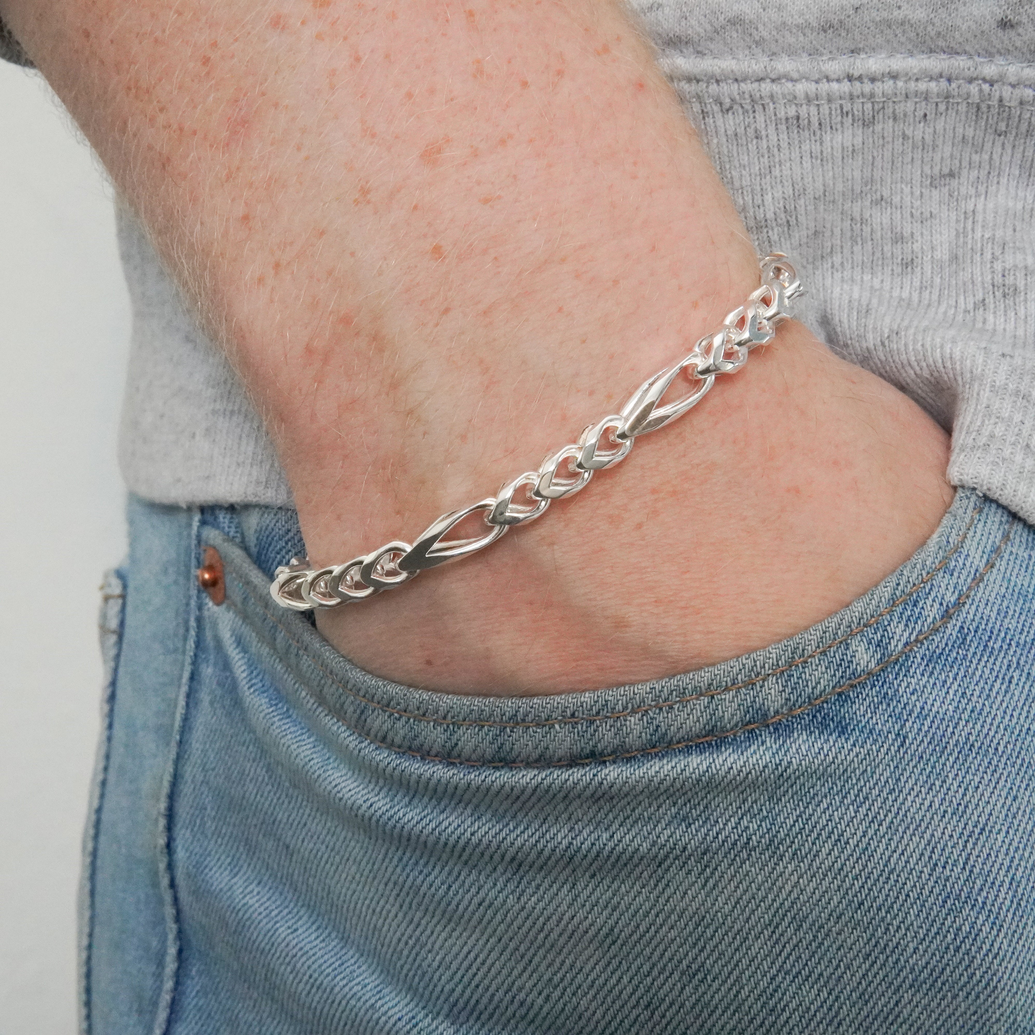 Figarokette Franco Chain 5,5mm / 21cm Einzelstück 925 Silber