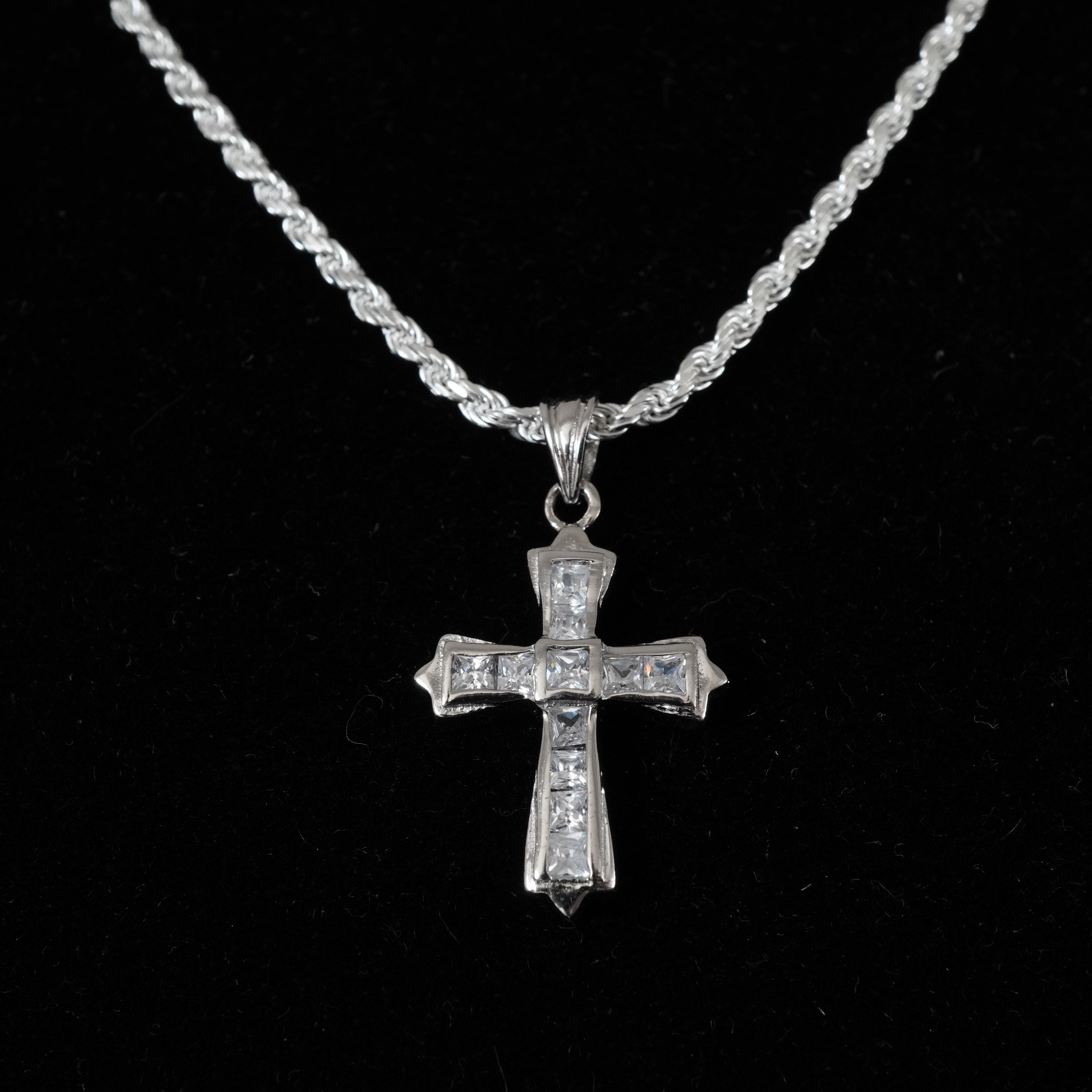 Kreuz Anhänger Iced Out Stil aus 925 Sterlingsilber