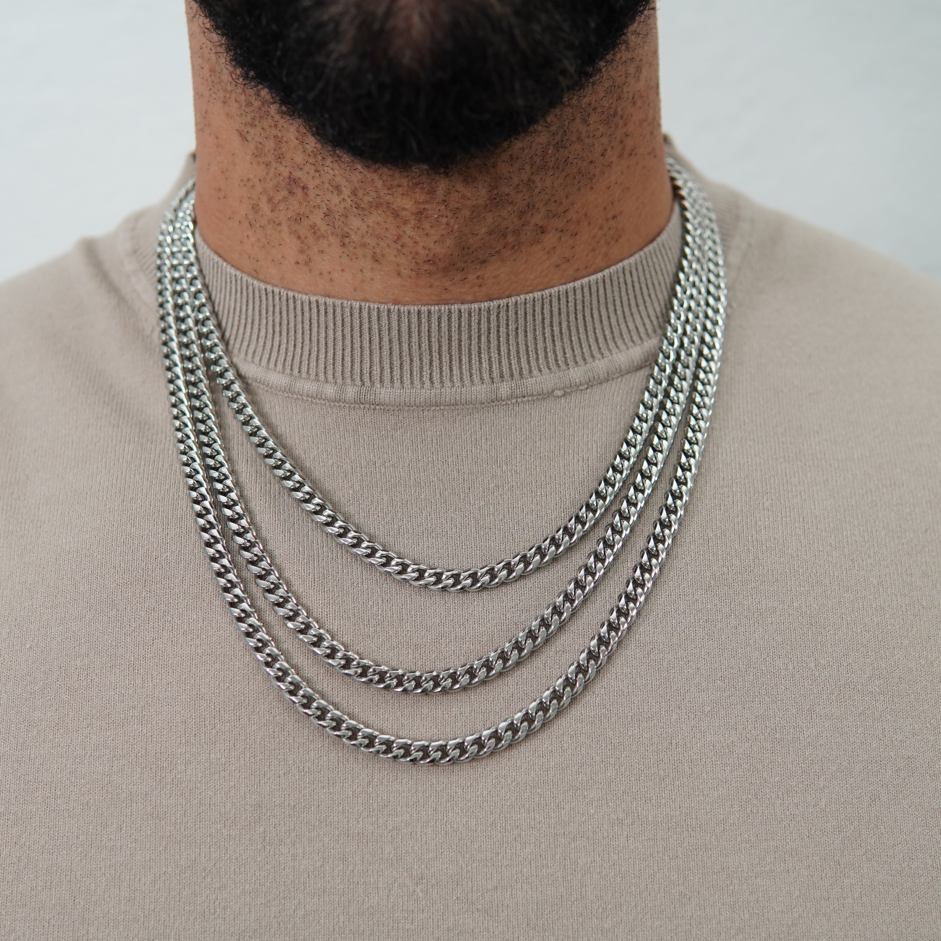 Set - Kette + Armband 6mm Miami Cuban Link Panzerkette aus Edelstahl