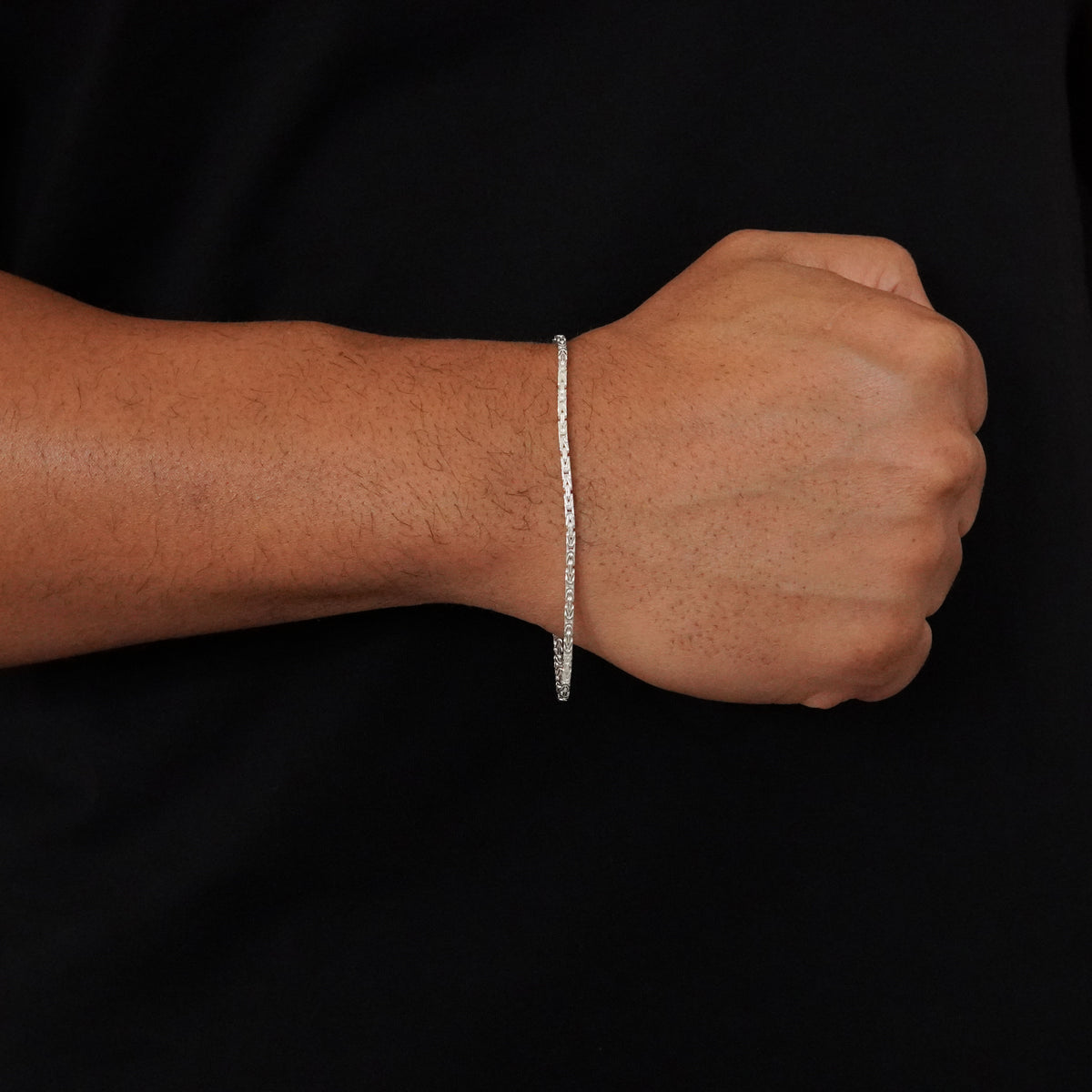 2mm Königskette Armband - 925 Silber massiv vierkant hochglanzpoliert