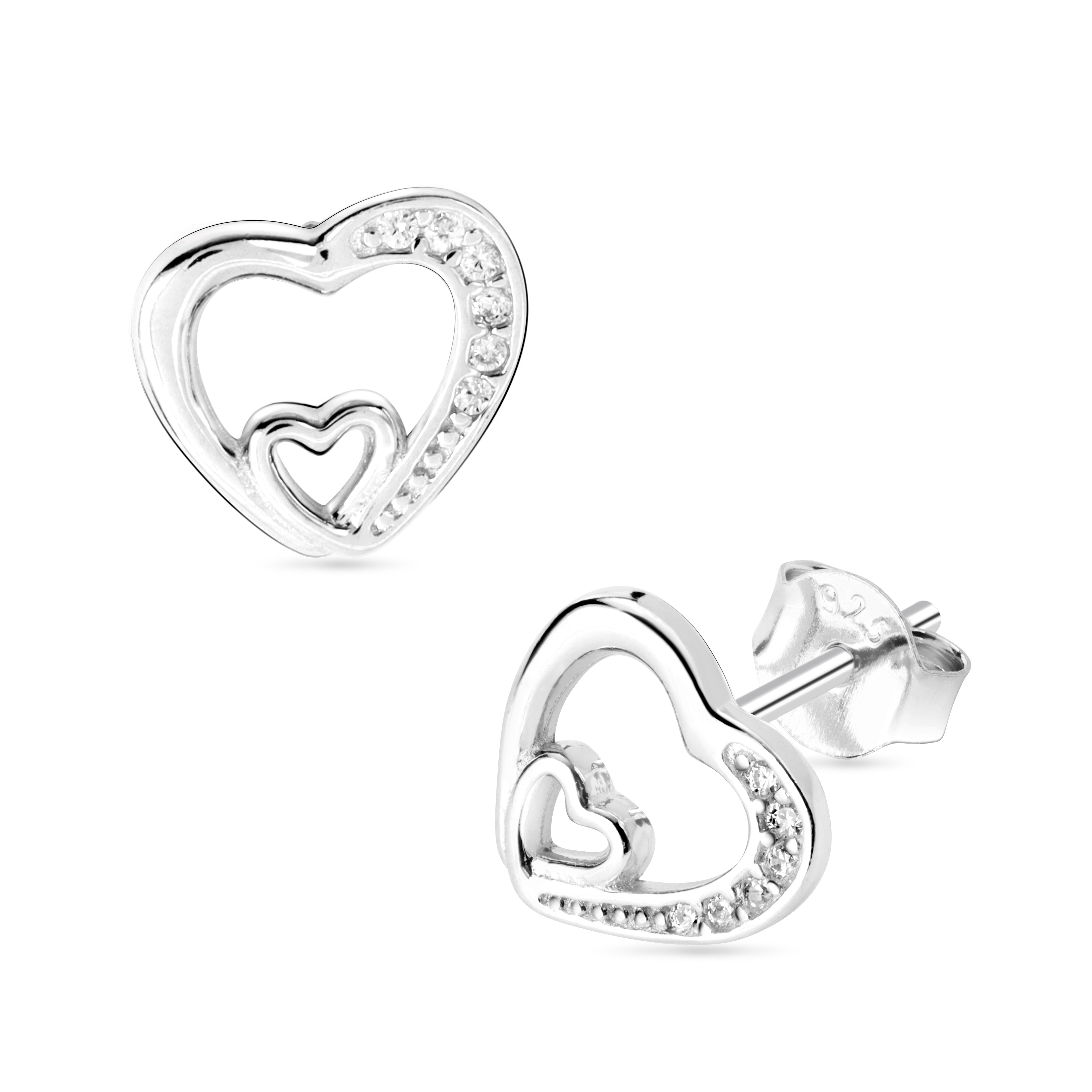 Damen Ohrstecker Zirknonia Ohrringe Herz aus 925 Sterlingsilber - Taipan Schmuck