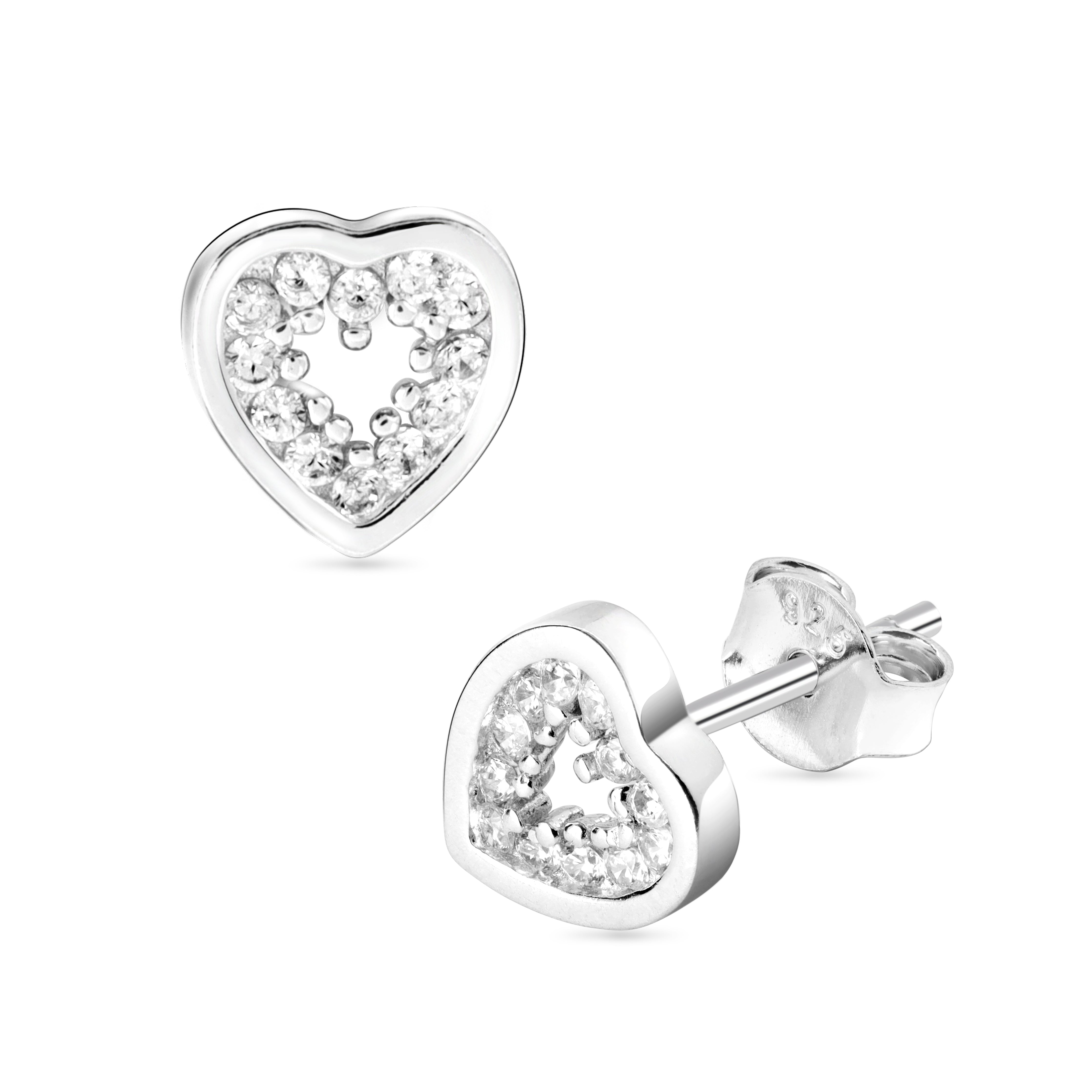 Damen Ohrstcker Zirkonia Ohrringe Herz aus 925 Sterlingsilber - Taipan Schmuck