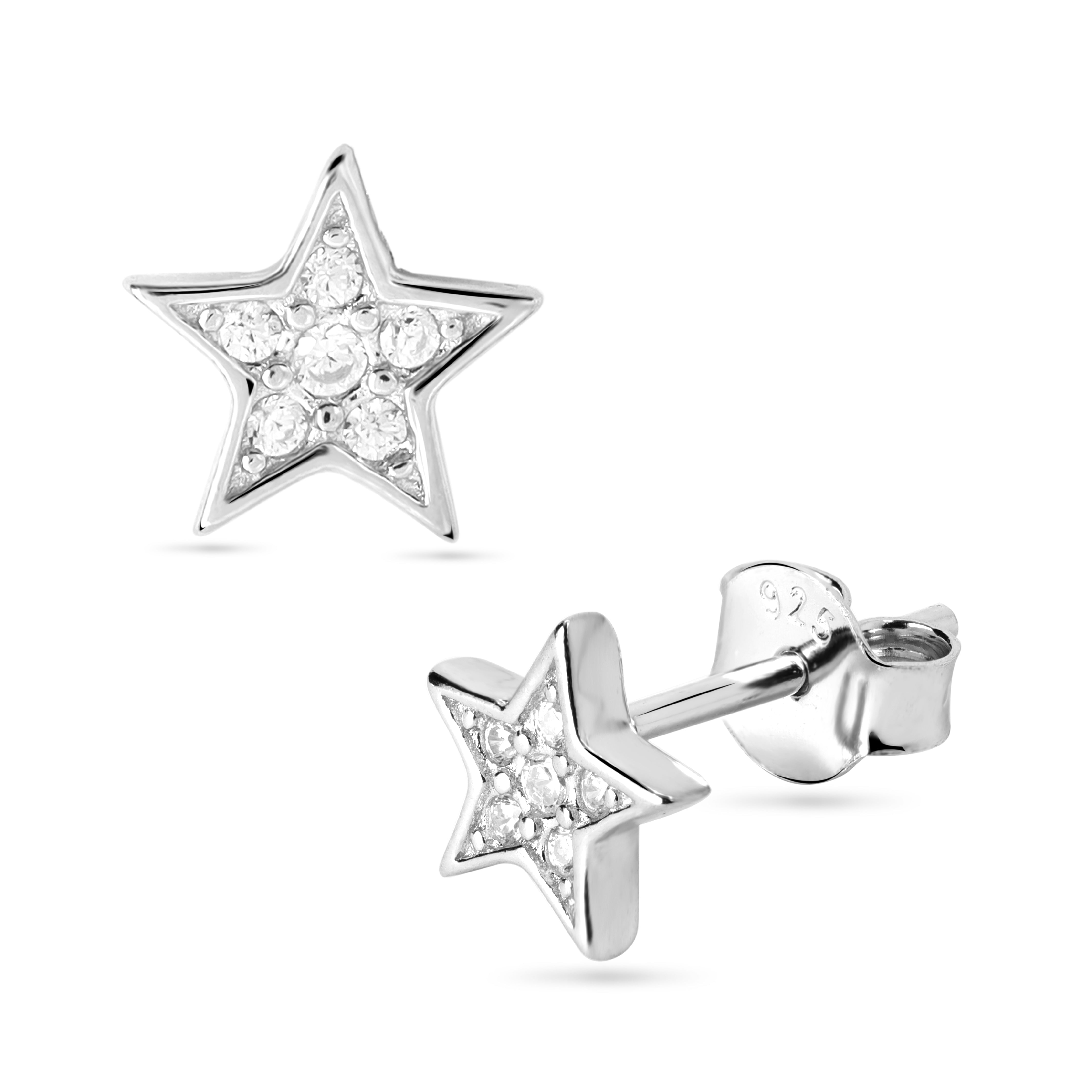 Stern Star iced out Studs Ohrtsecker Zirkonia Ohrringe aus 925 Sterlingsilber - Taipan Schmuck