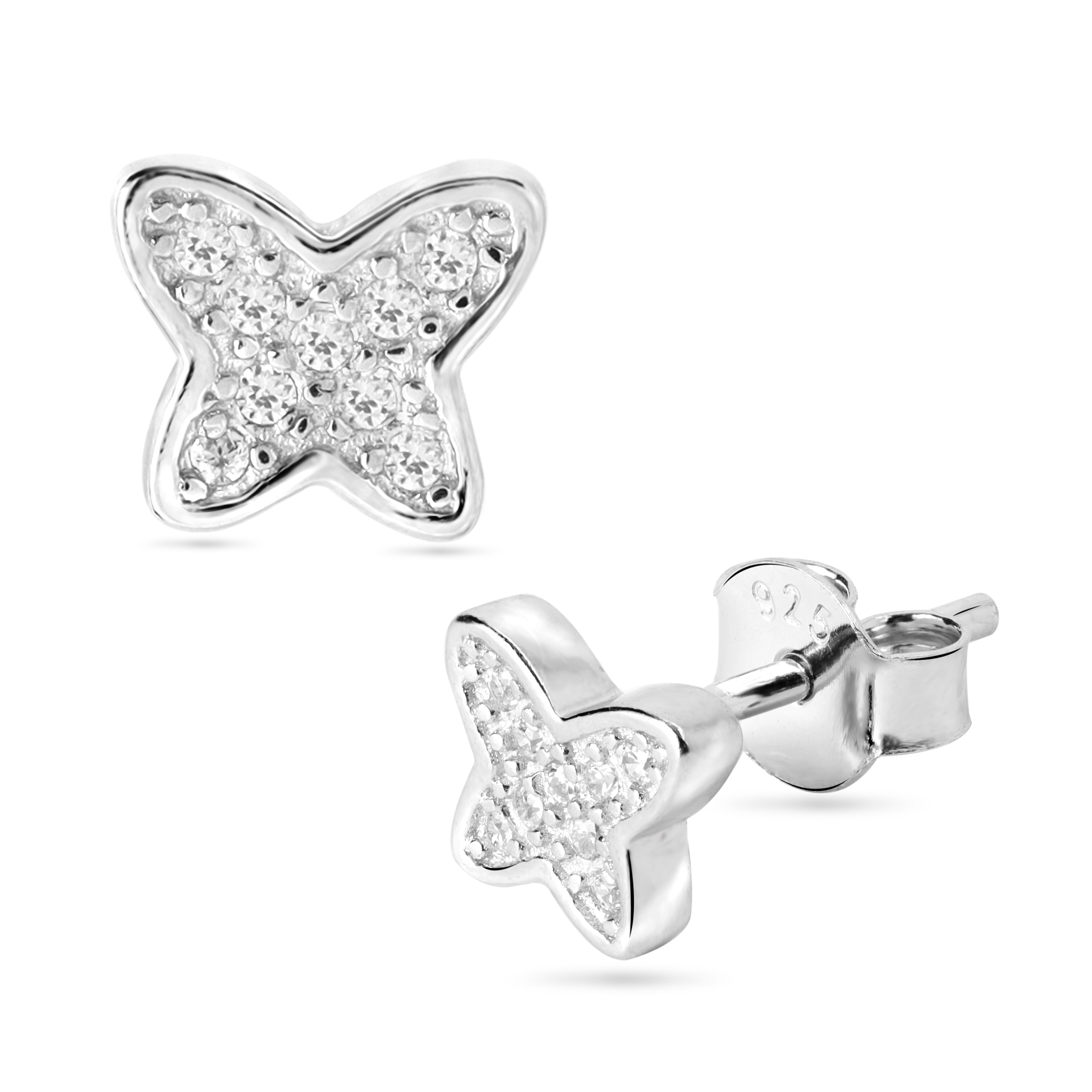 Damen Ohrstecker Zirkonia Ohrringe Schmetterling aus 925 Sterlingsilber - Taipan Schmuck