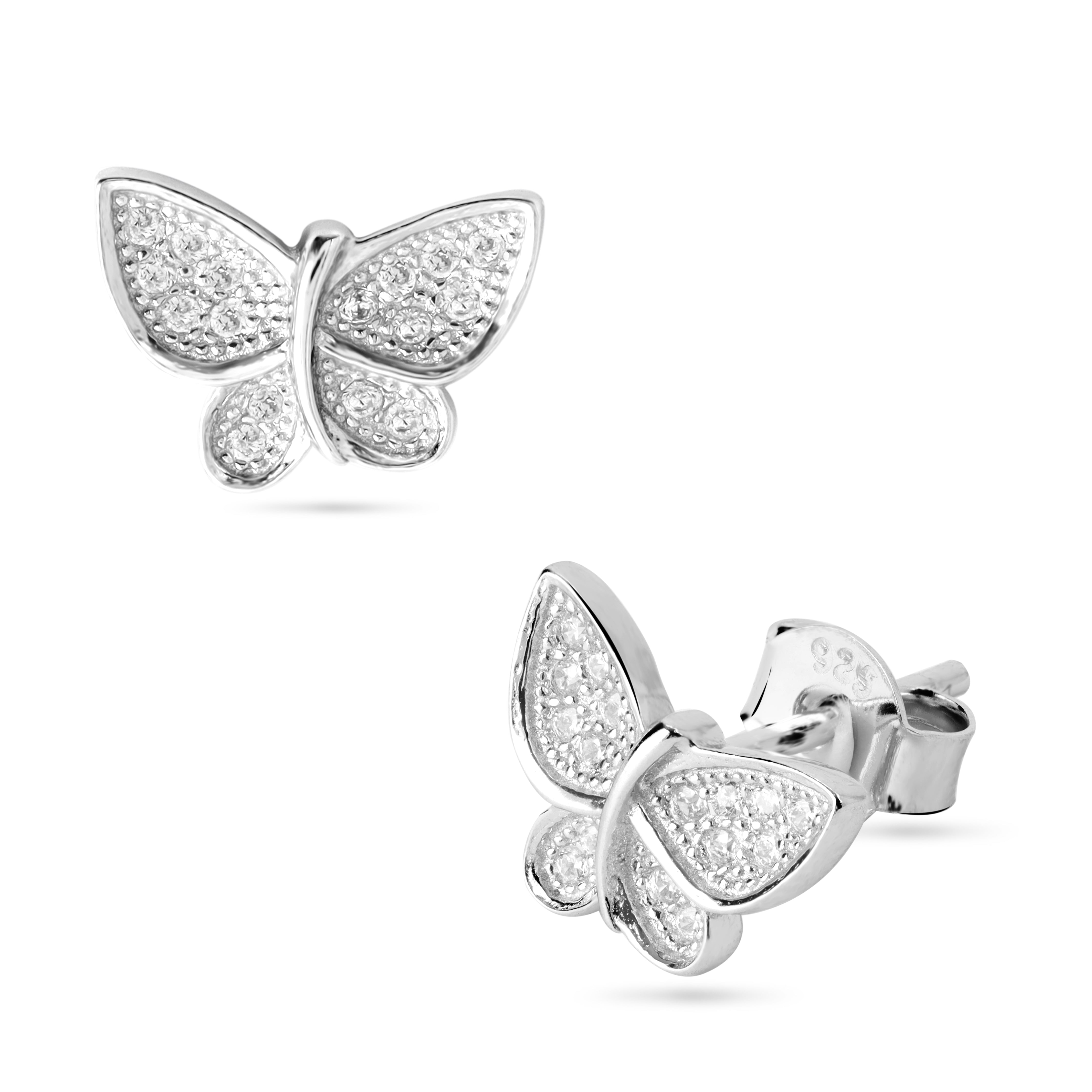 Damen Schmetterling Ohrstecker Zirkonia Ohrringe aus 925 Sterlingsilber - Taipan Schmuck