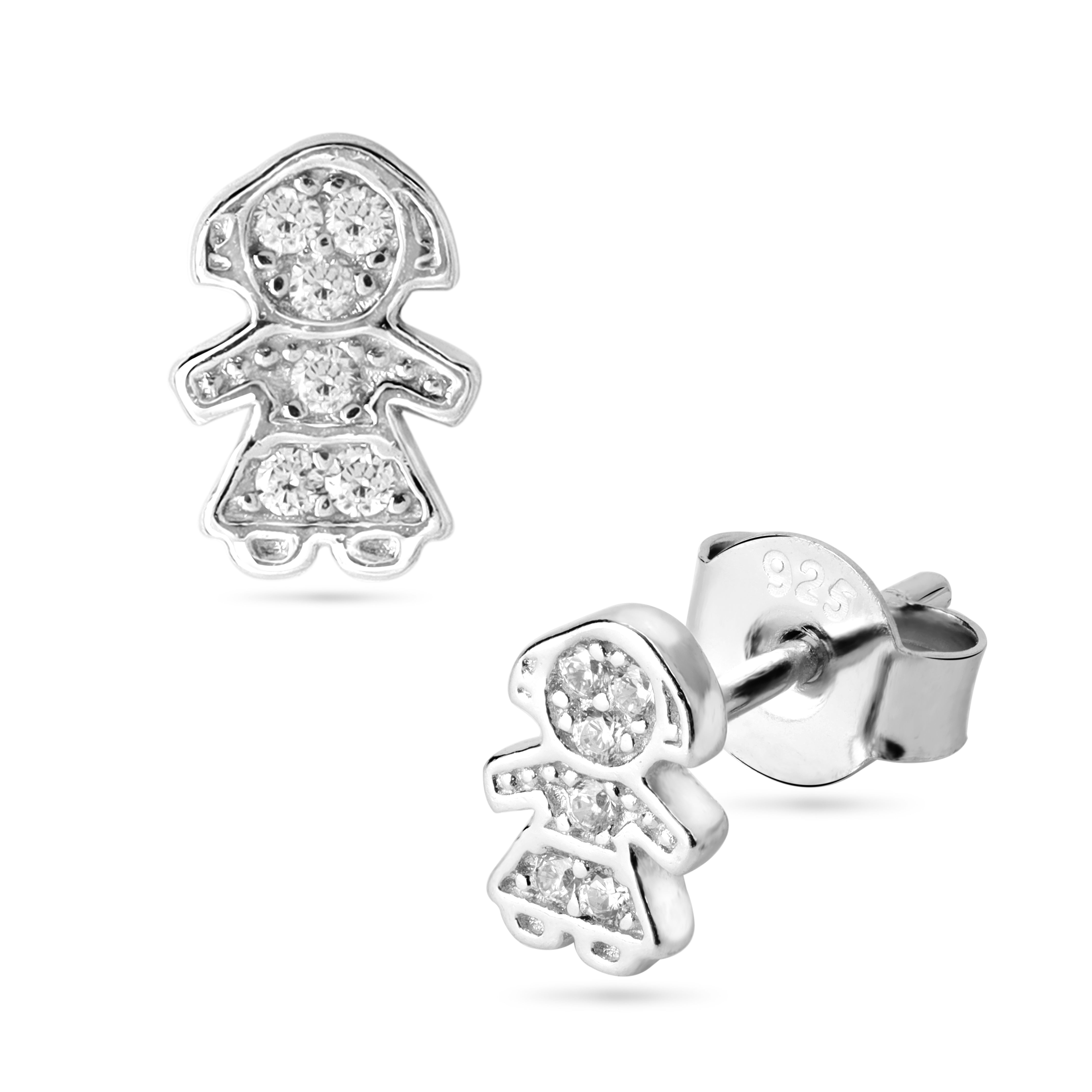 Damen Kinder Ohrstecker Ohrringe Kleines Mädchen Motiv aus 925 Sterlingsilber - Taipan Schmuck