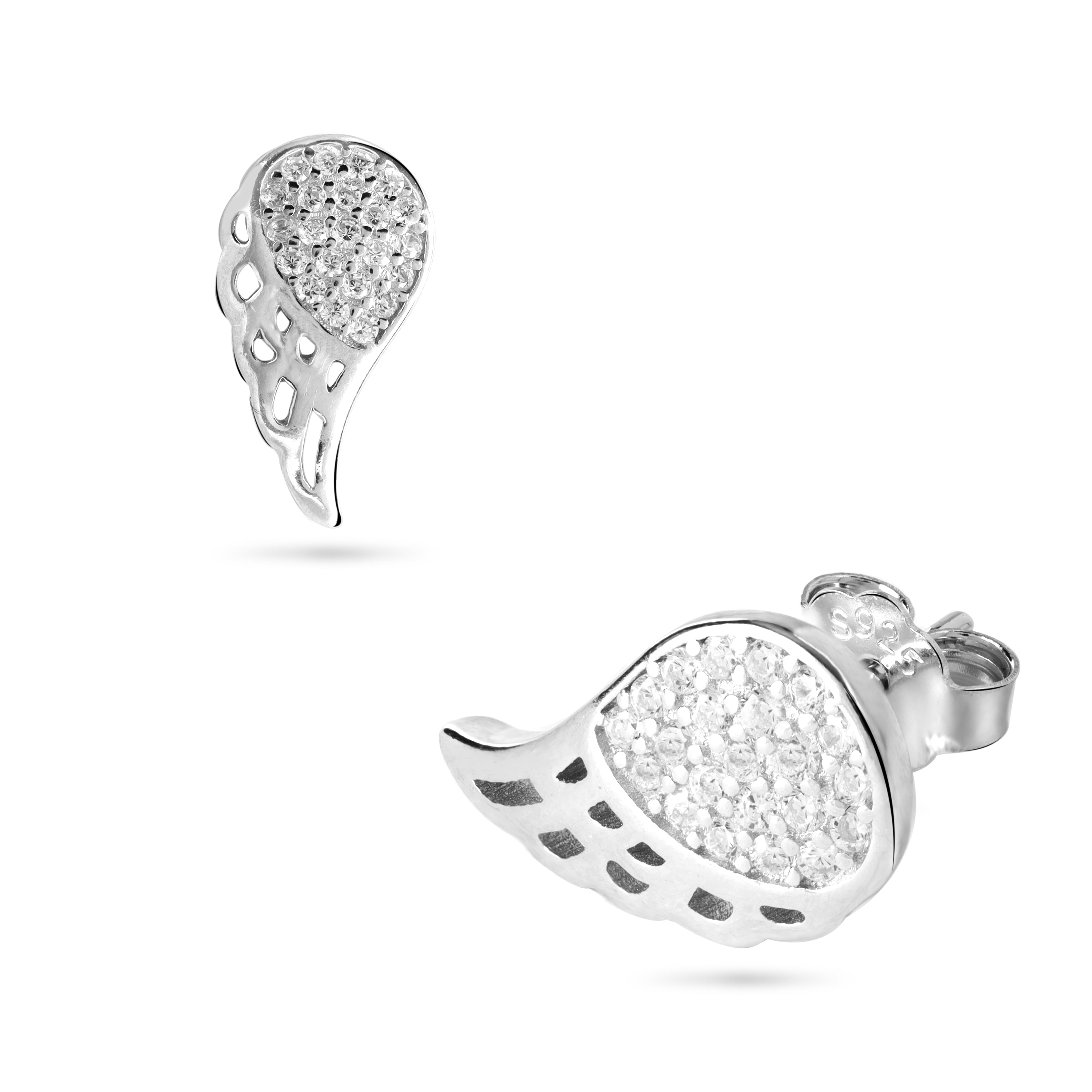 Flügel Ohrstcker iced out Zirkonia Ohrringe aus 925 Sterlingsilber - Taipan Schmuck