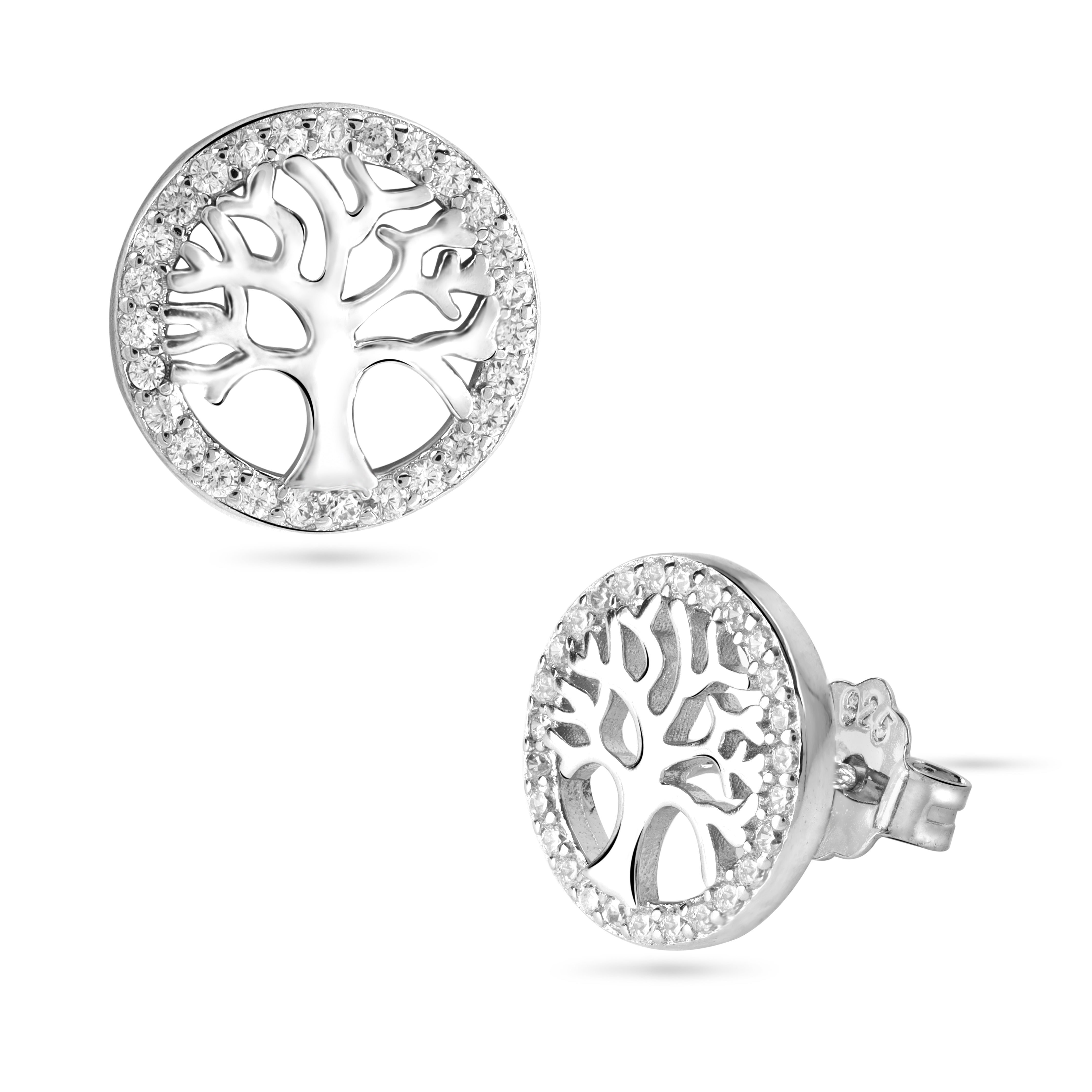 Baum des Lebens Ohrsteker Zirkonia Ohrringe aus 925 Sterlingsilber - Taipan Schmuck