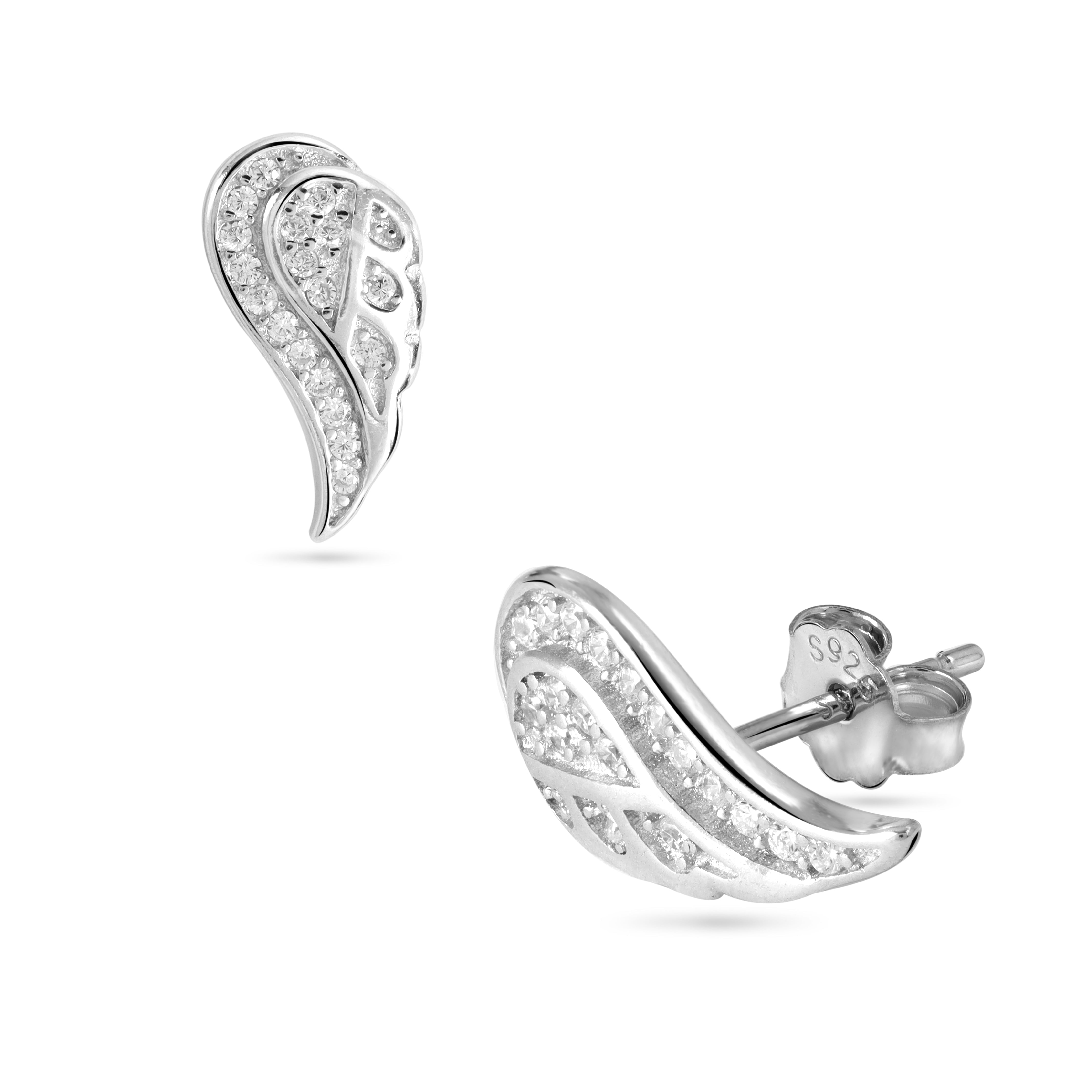 Flügel iced out Zirkonia Ohrstecker Ohrringe aus 925 Sterlingsilber - Taipan Schmuck