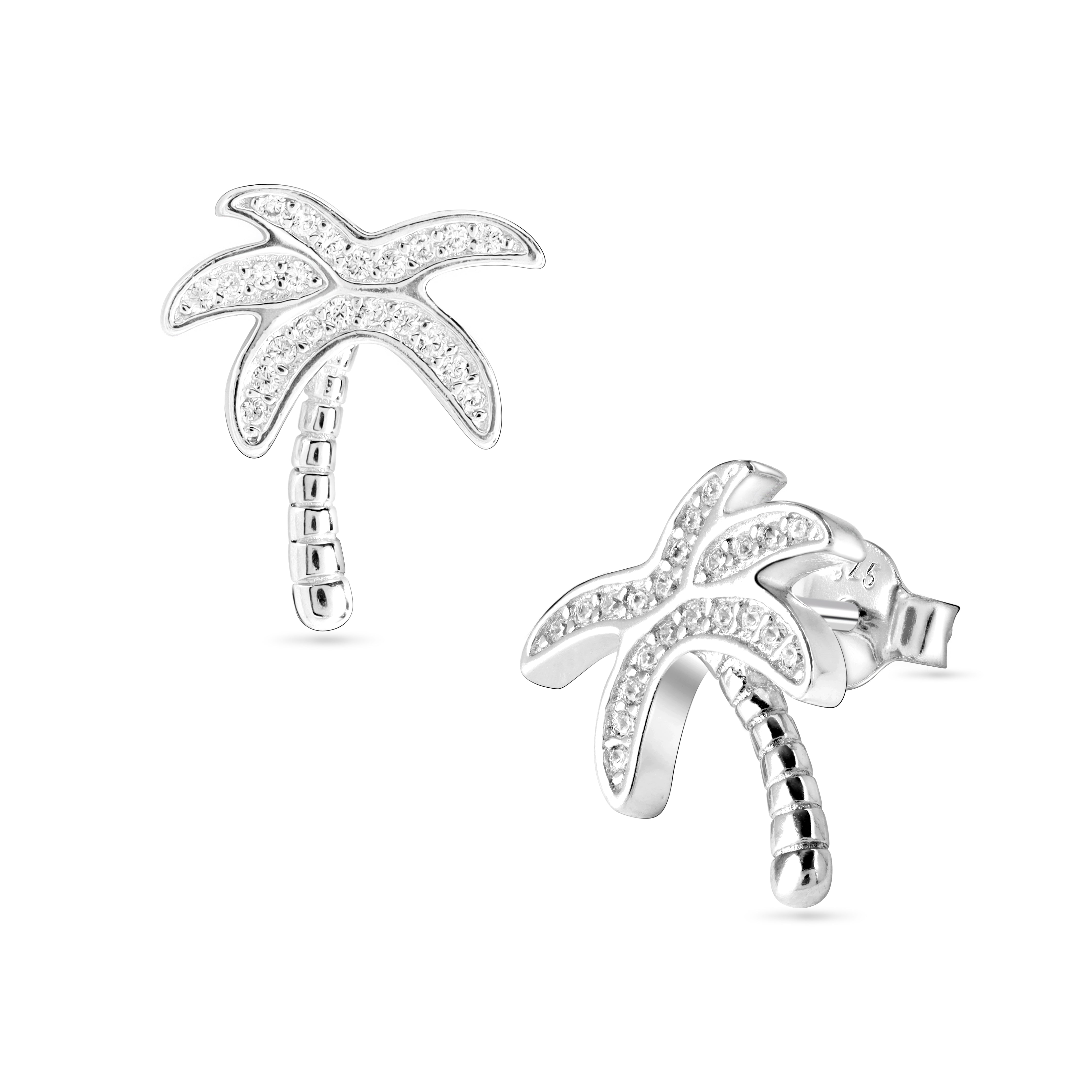 Palmen Ohrstecker iced out Zirkonia Ohrringe aus 925 Sterlingsilber - Taipan Schmuck