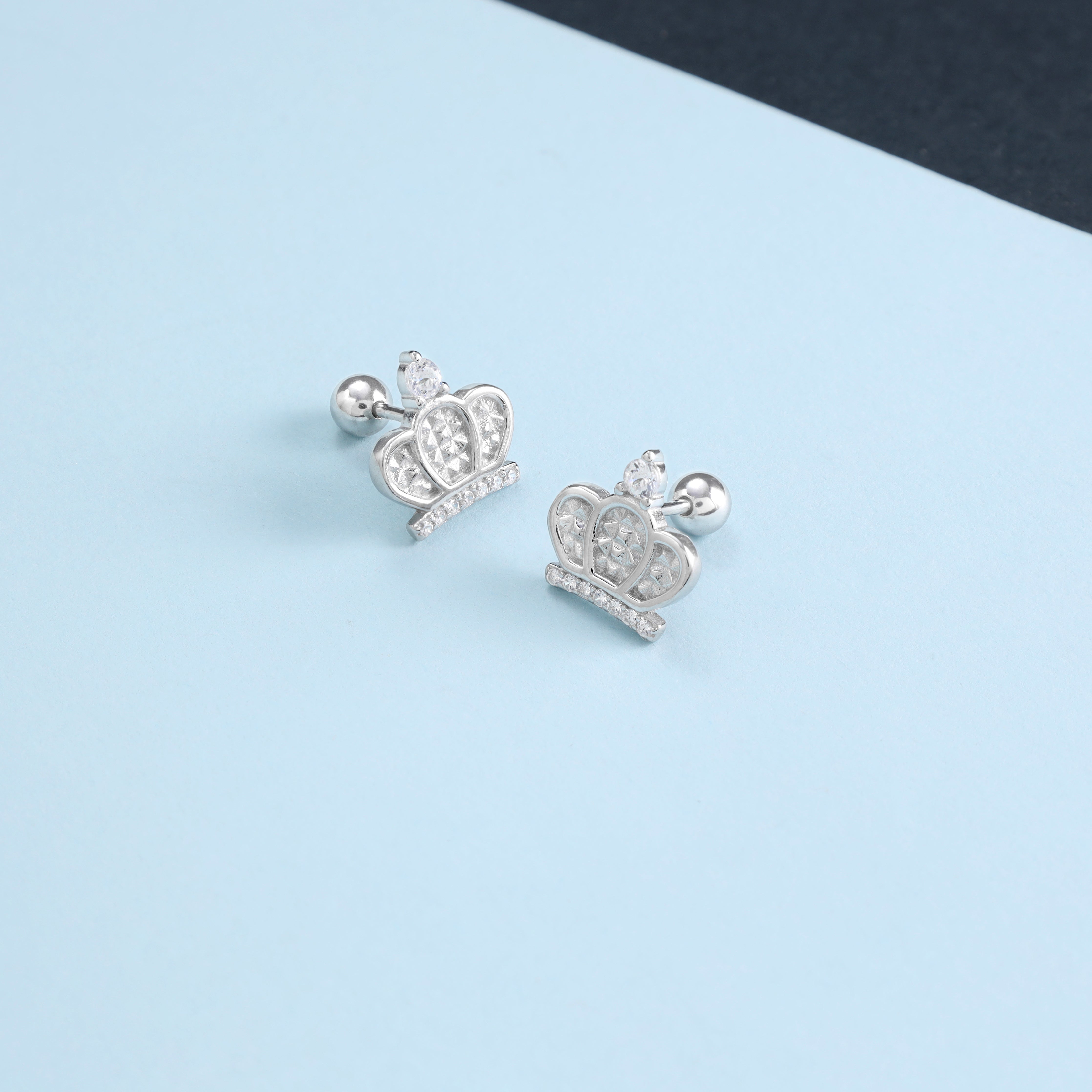 Crown King Krone Zirkonia Ohrstecker Ohrringe aus 925 Sterlingsilber - Taipan Schmuck