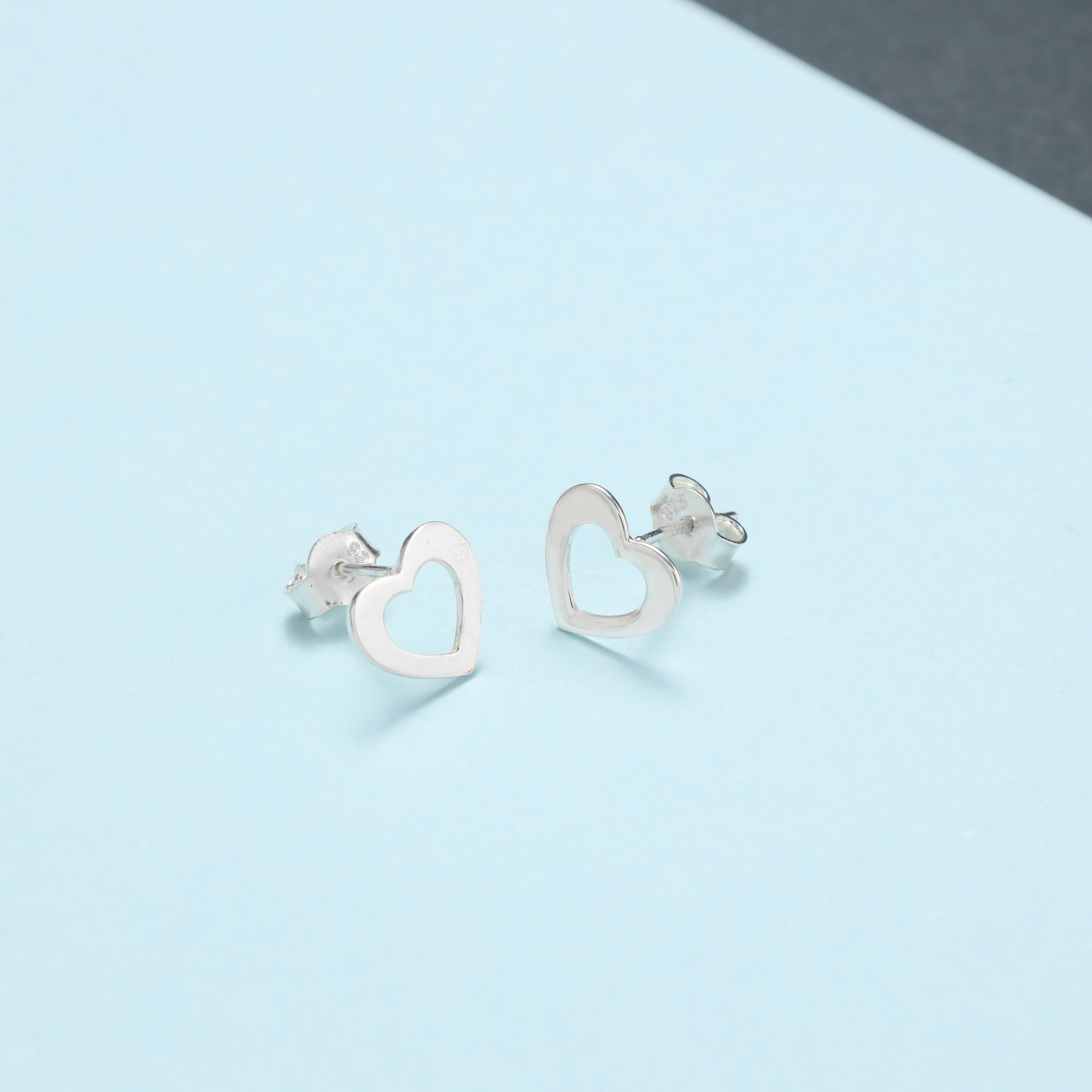Schlichte Damen Ohrstecker Ohrringe offenes Herz aus 925 Sterlingsilber - Taipan Schmuck