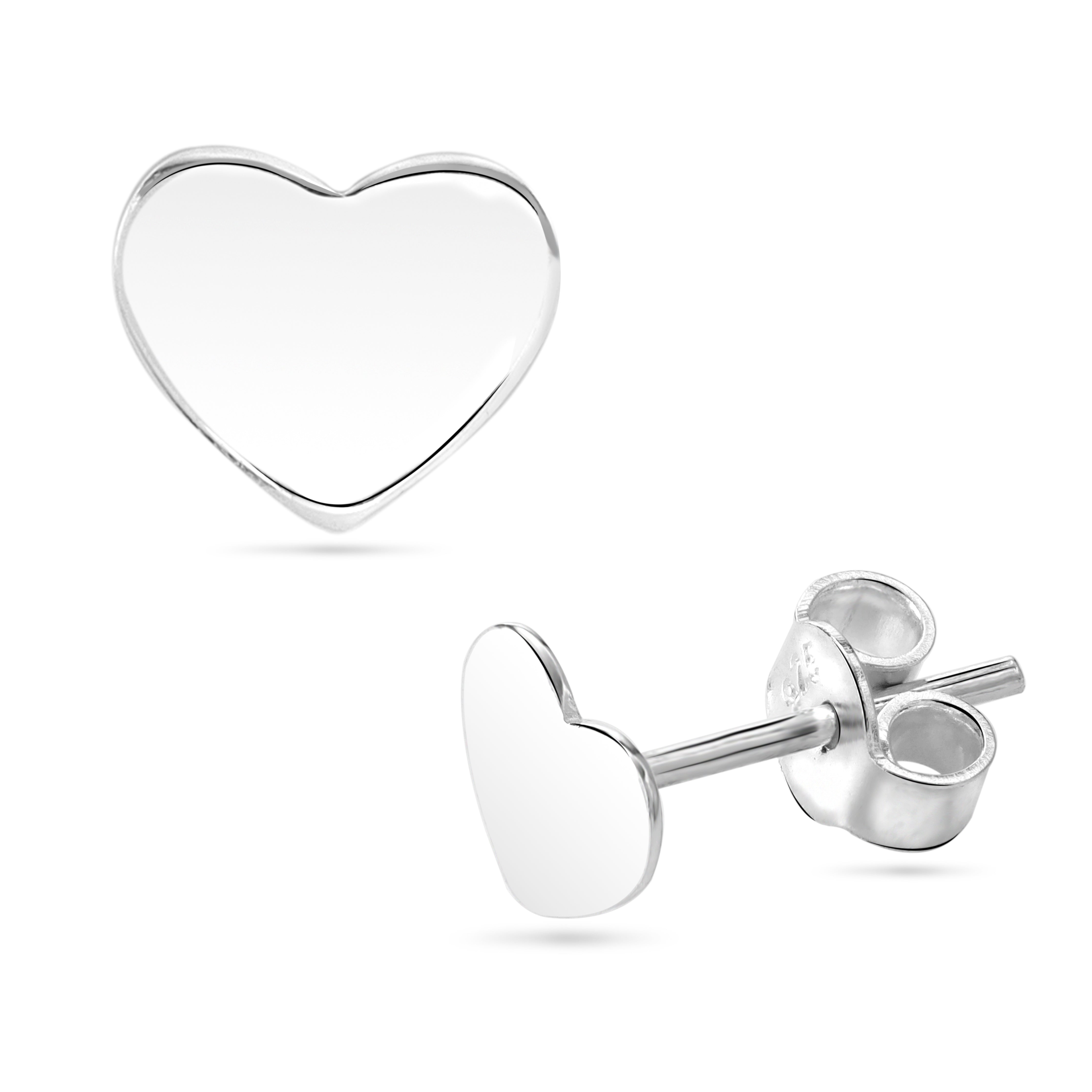 Süße Damen Ohrstecker Ohrringe mit Herz Motiv in klein / mittel / groß aus 925 Sterlingsilber - Taipan Schmuck