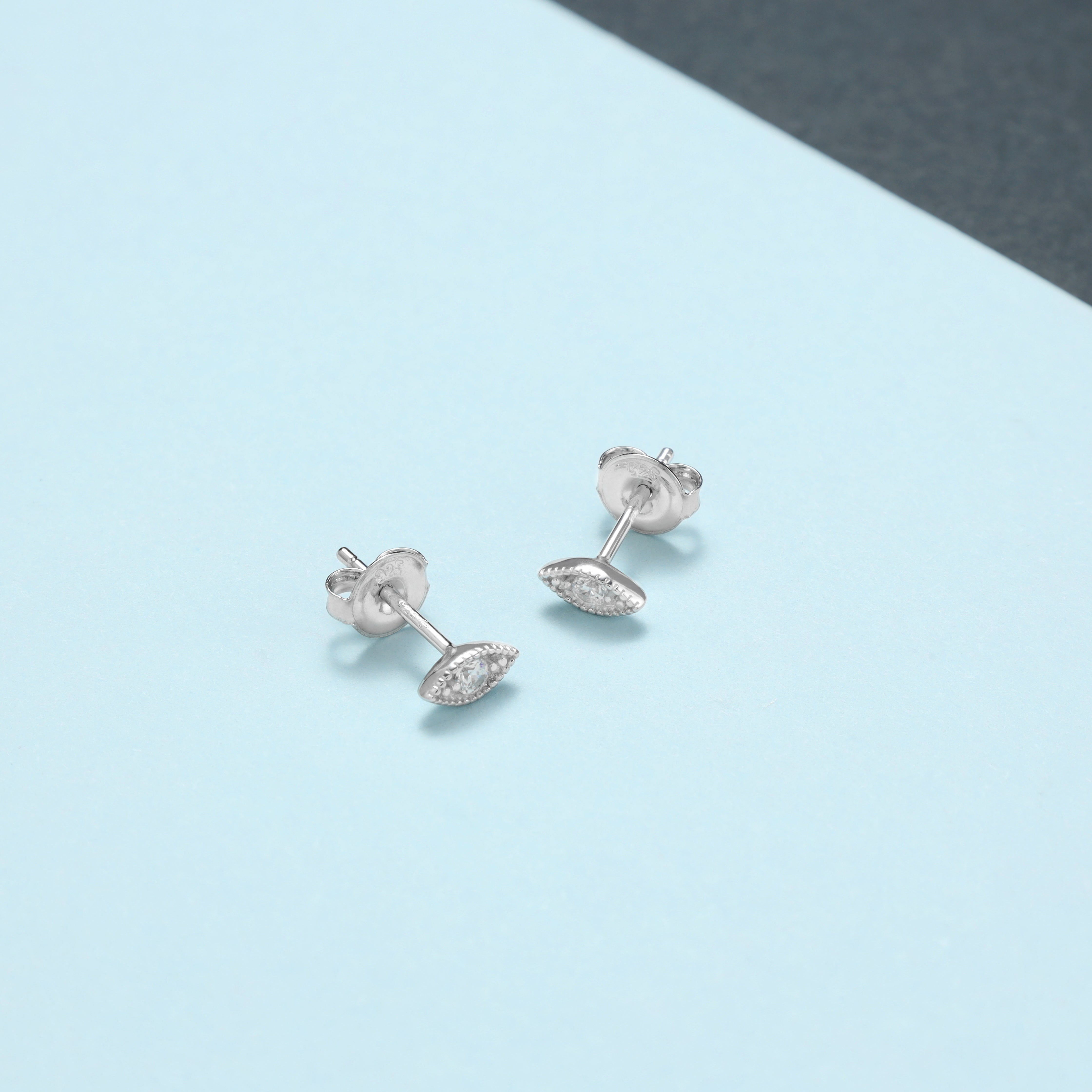Damen Zirkonia Ohrstecker Ohrringe Evil Eye aus 925 Sterlingsilber - Taipan Schmuck