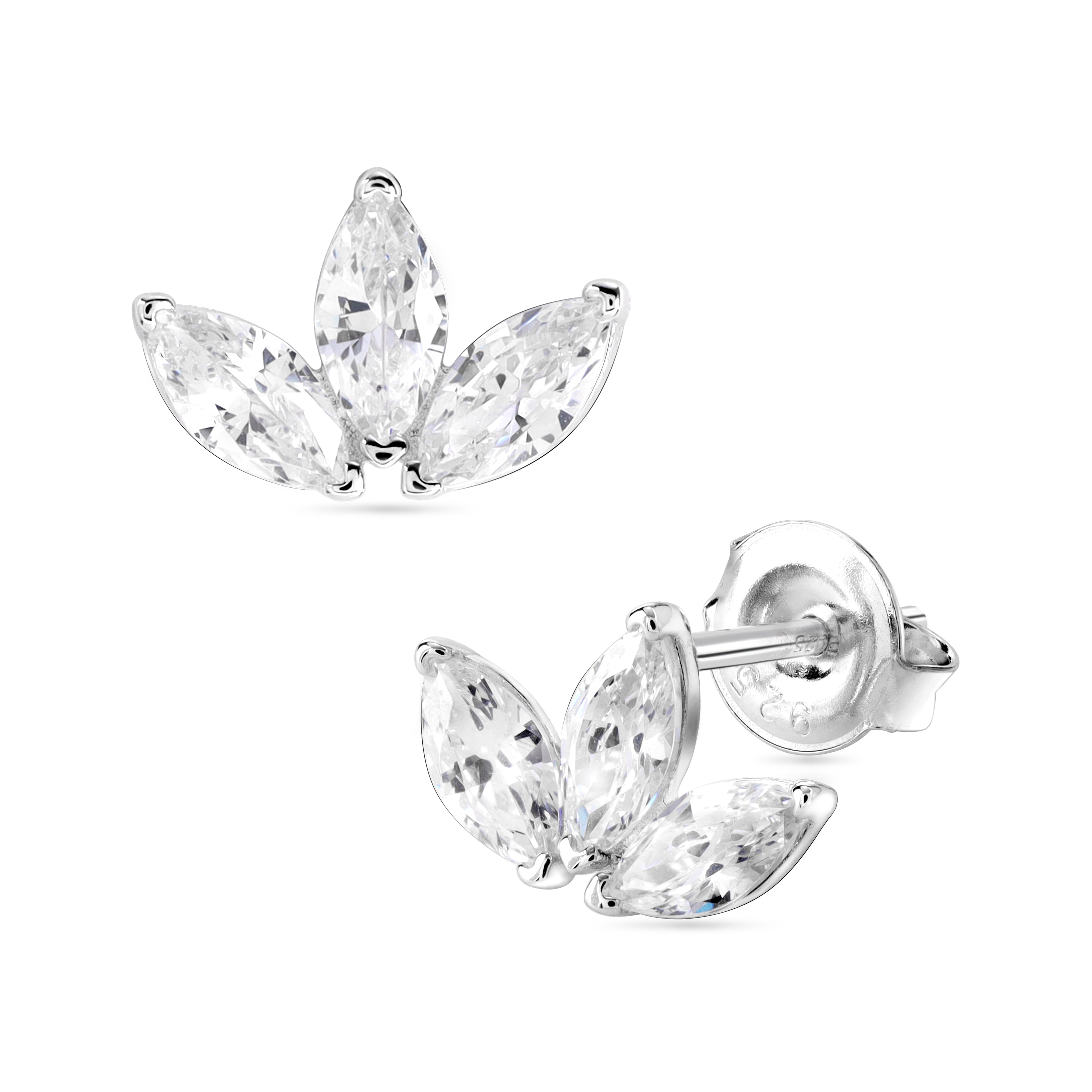 Glitzerne Damen Zirkonia Ohrstecker Ohrringe aus 925 Sterlingsilber - Taipan Schmuck