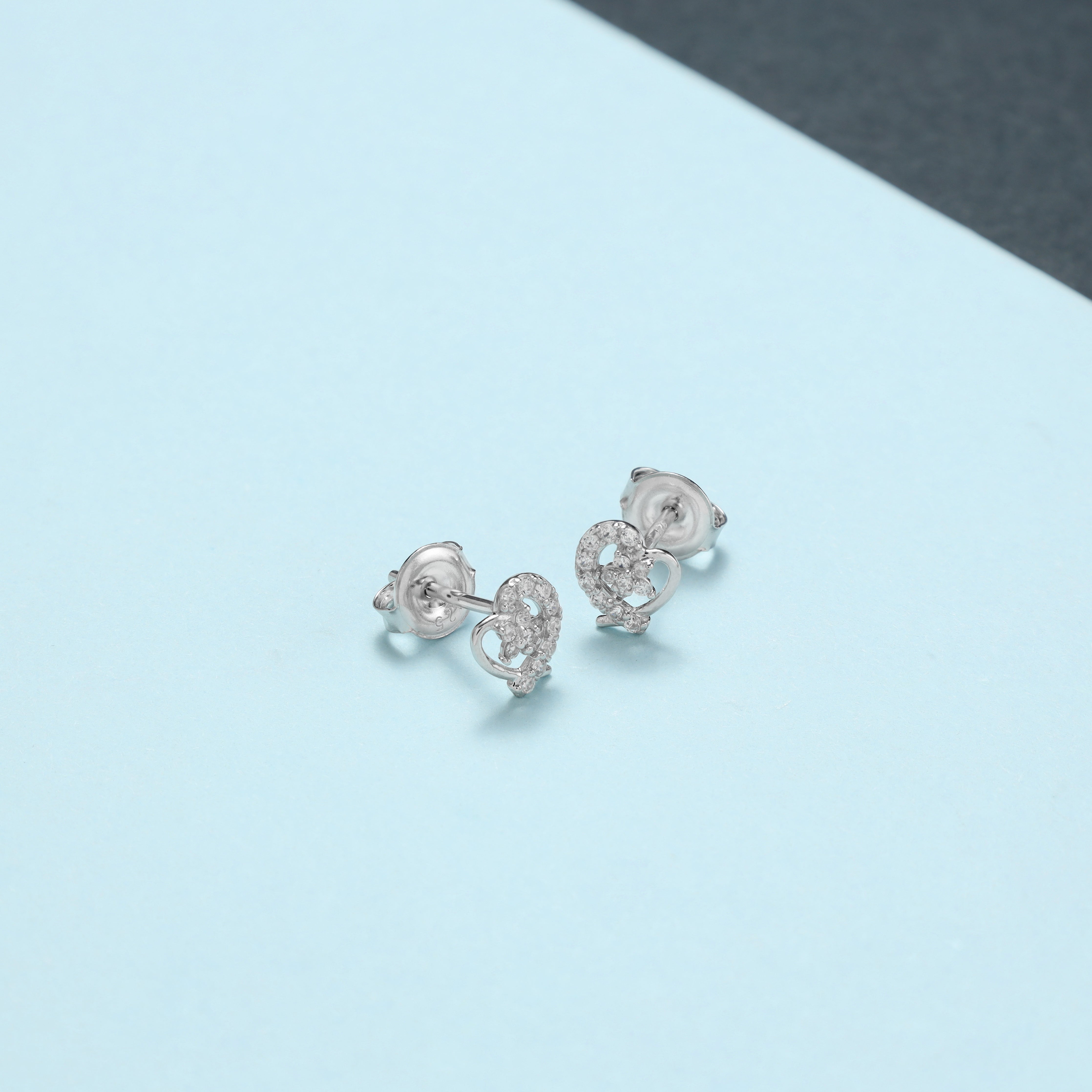 Damen Zirkonia Ohrstecker Ohrringe Herz Stern Motiv aus 925 Sterlingsilber - Taipan Schmuck