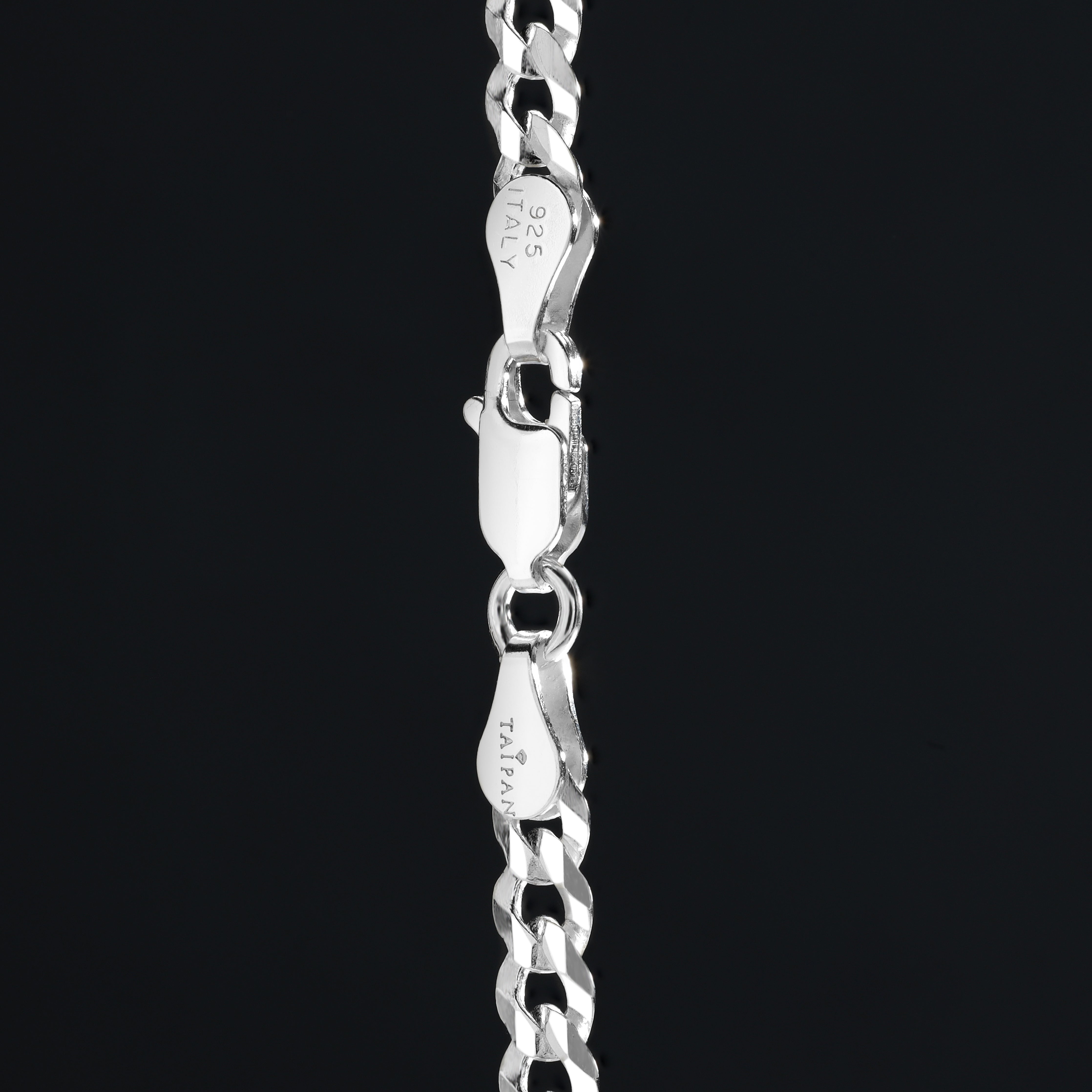 4mm flache Panzerkette - 925 Silber - Taipan Schmuck